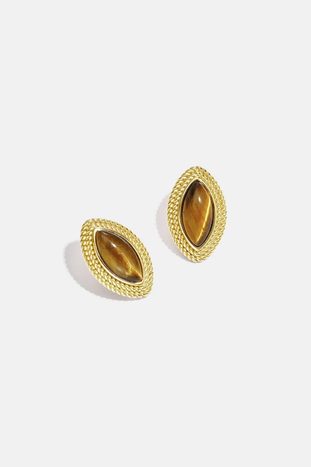 Oorbellen Theresa gold stud brown