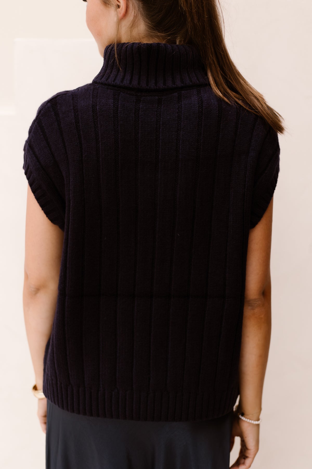 RowCC Oversize Zopfstrickweste Marine