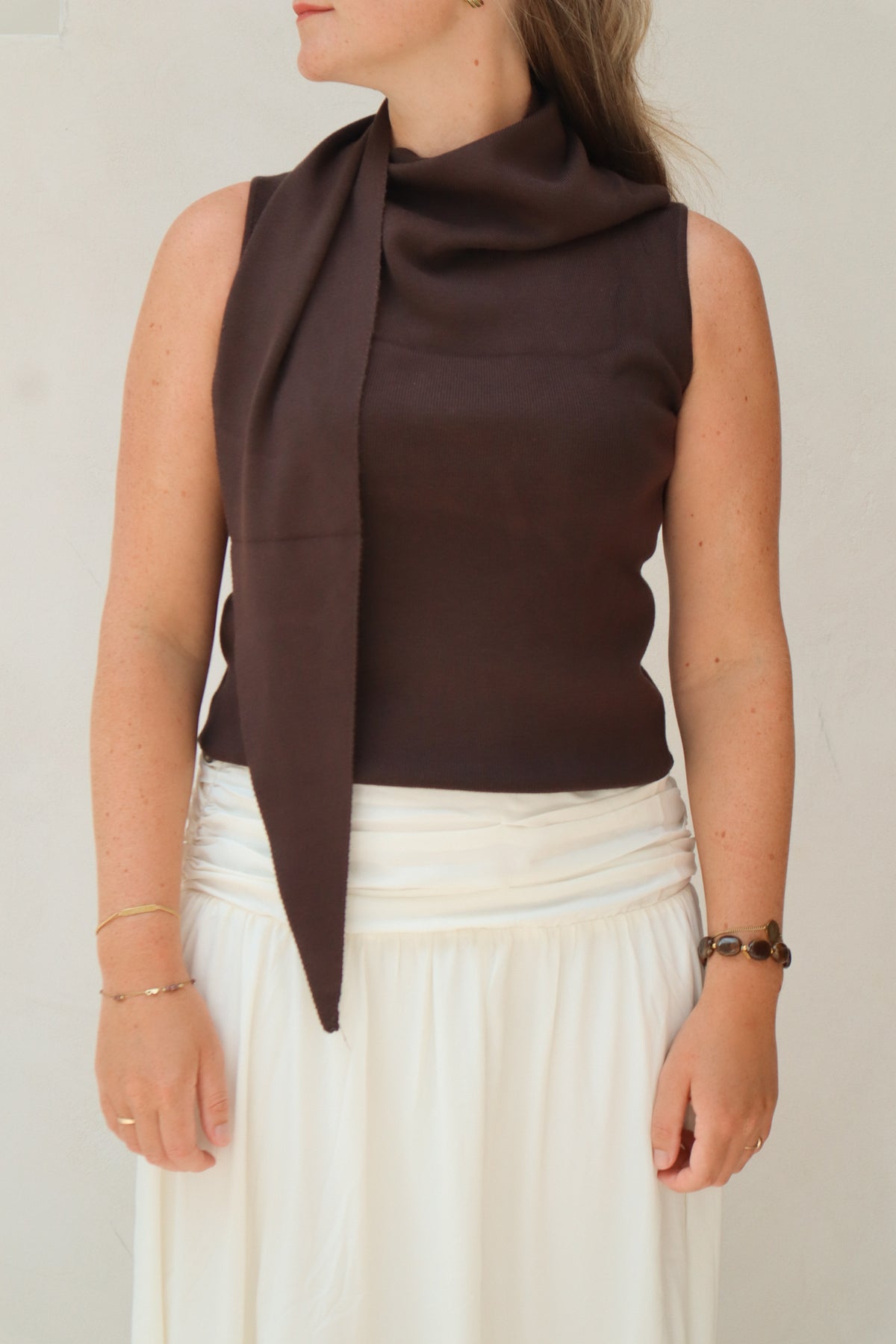 Babette Scarf Top Dark Brown