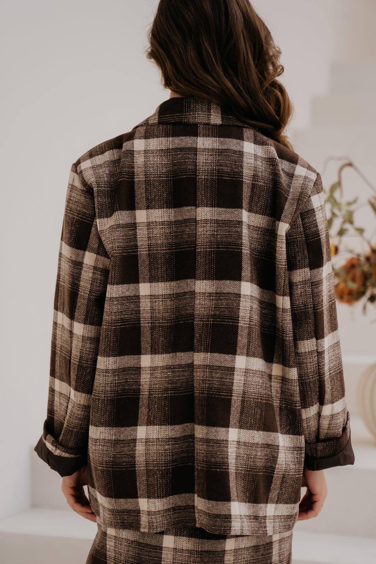 Aaltje check jacket brown