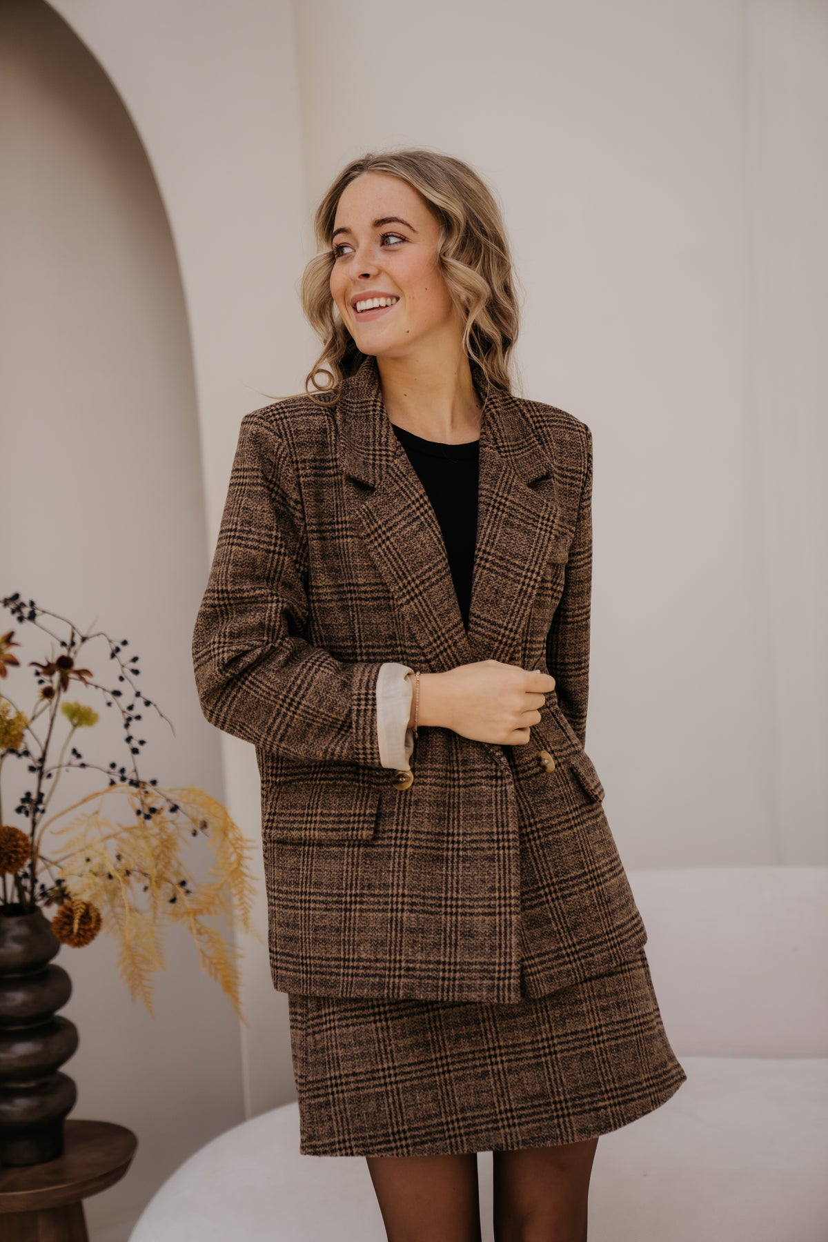 Barb check skirt brown