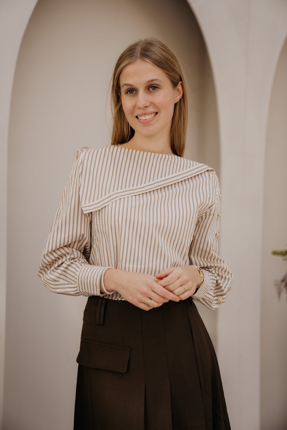 DalmaCC Asym Button blouse Bison