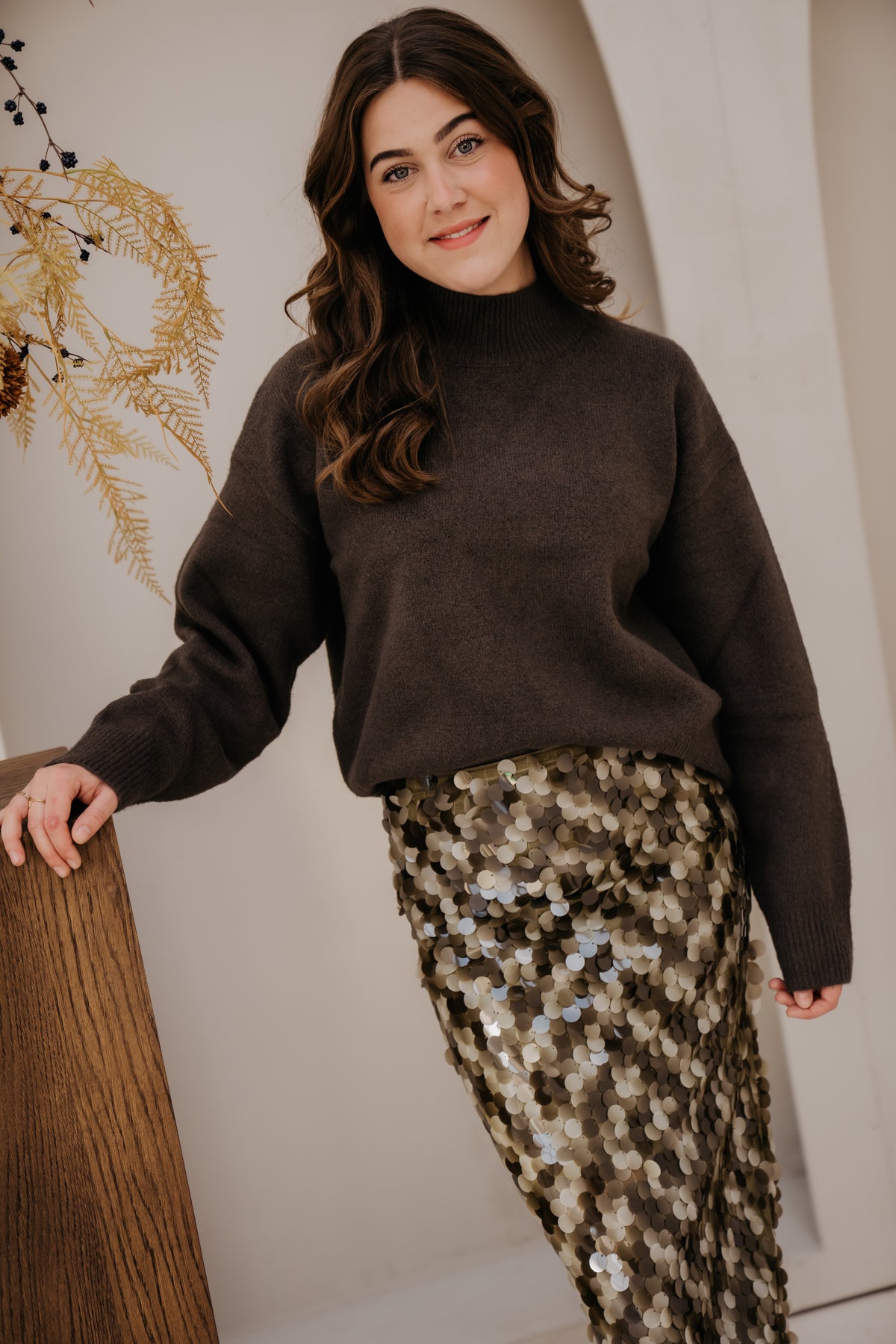 RheaCC Sequin skirt Dusty Army