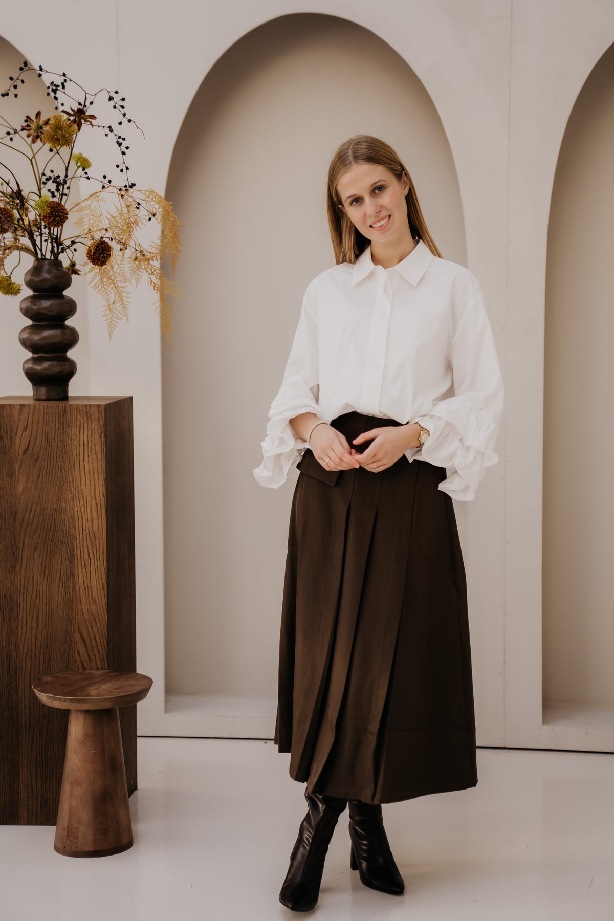 HalenCC Flare shirt white