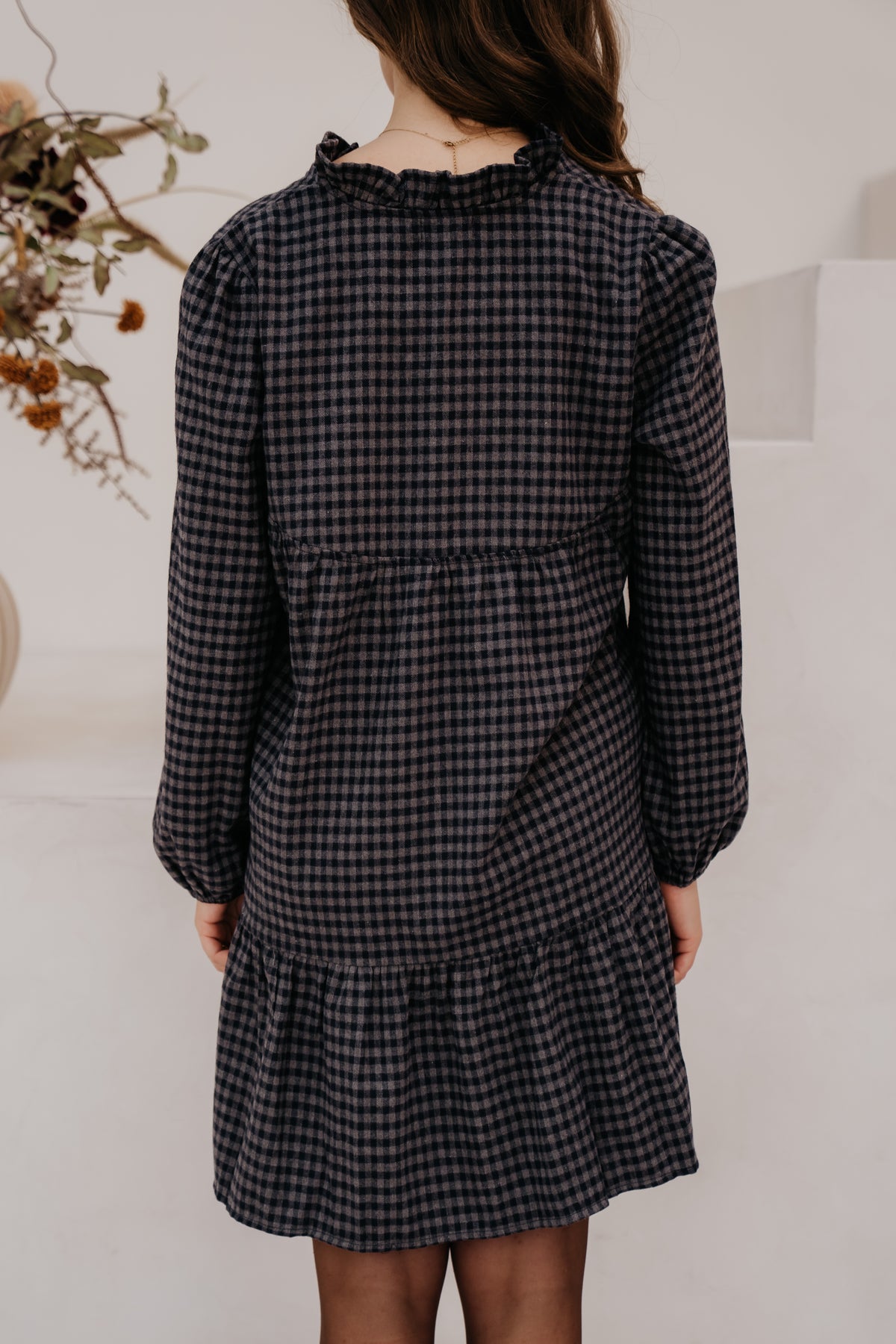 Kikki check dress blue