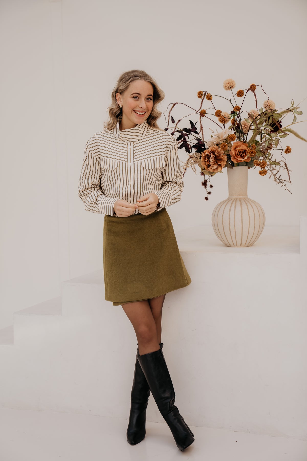 AndyCC stripe Pocket shirt Dusty Army