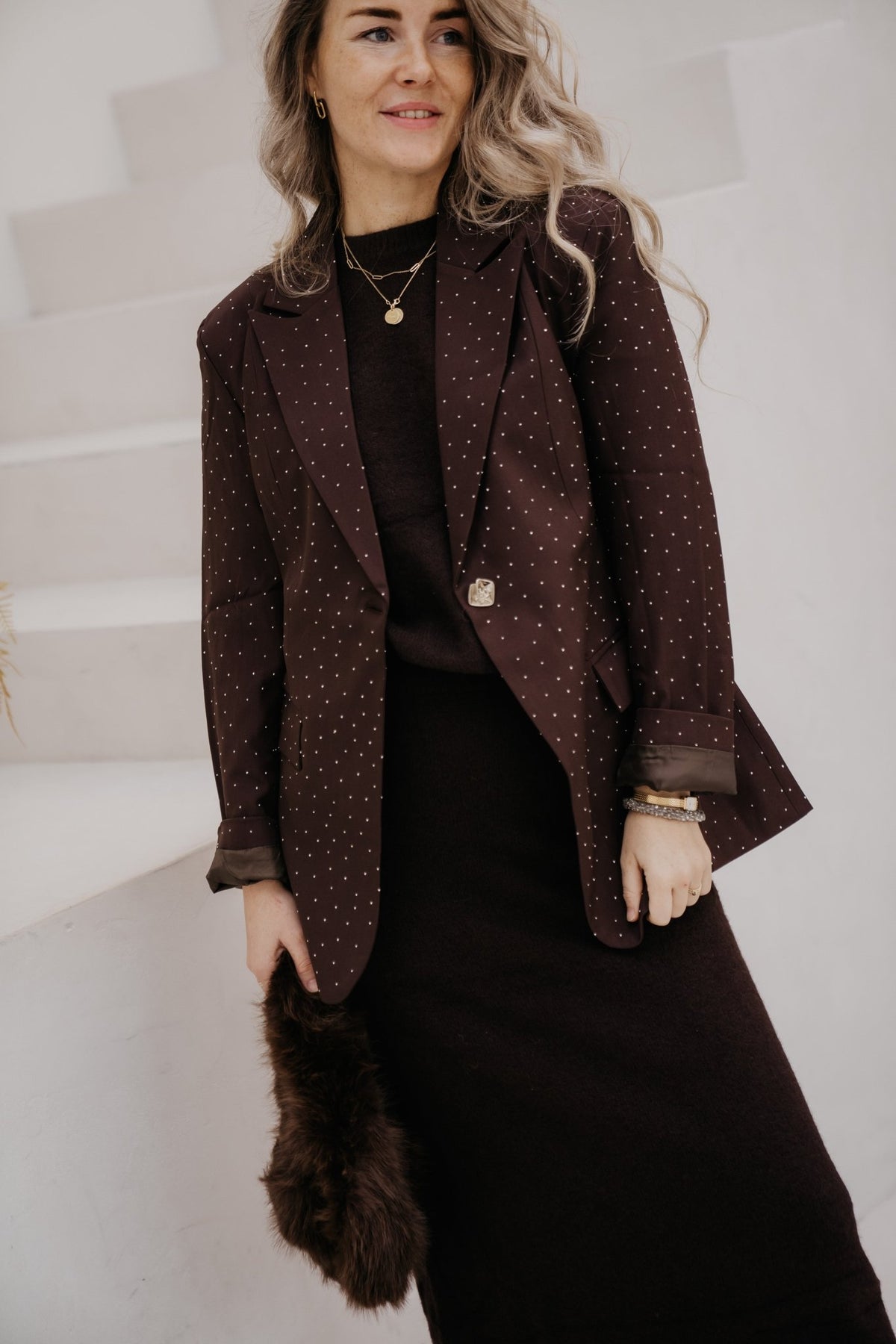 Amika blazer brown stuts - Bij Keesje - Bij Keesje - Blazer