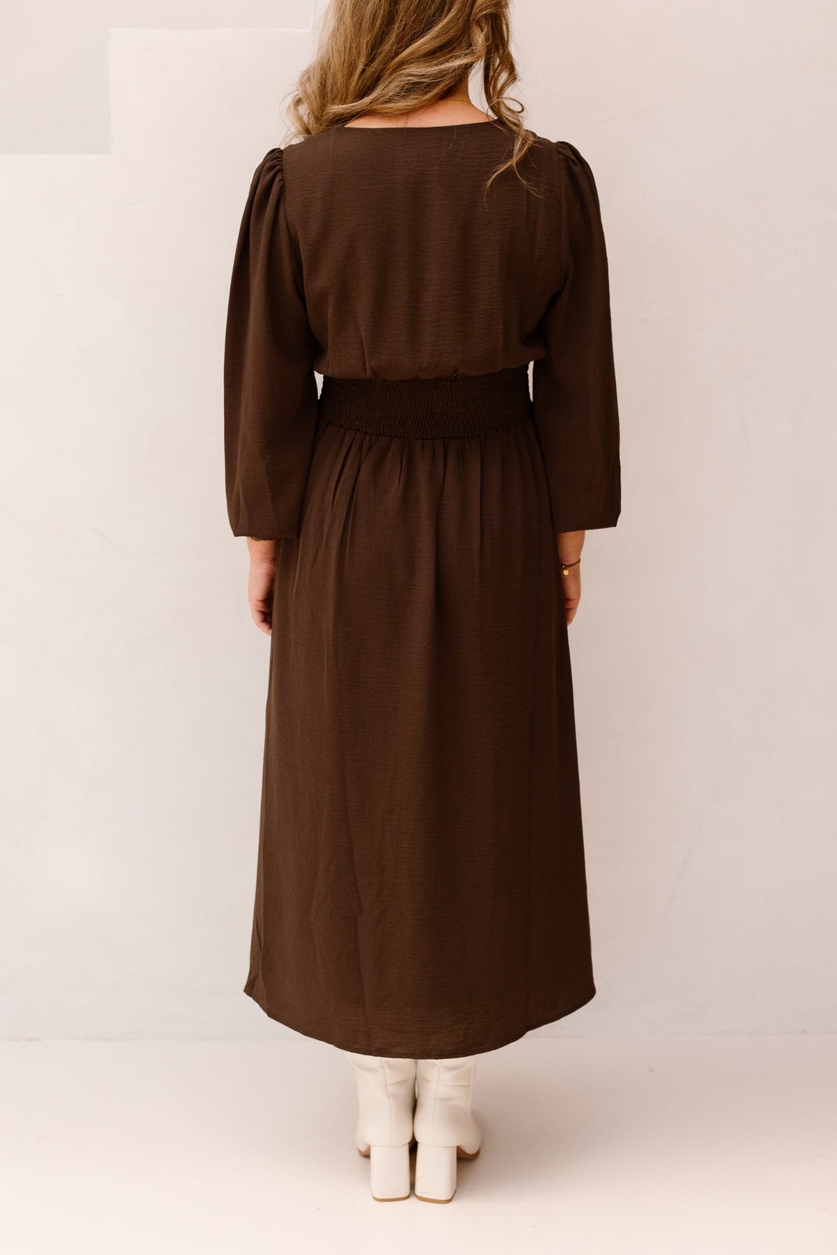 Annelie Solid Crepe Dress Dark Brown - Bij Keesje - Neo Noir - Jurk