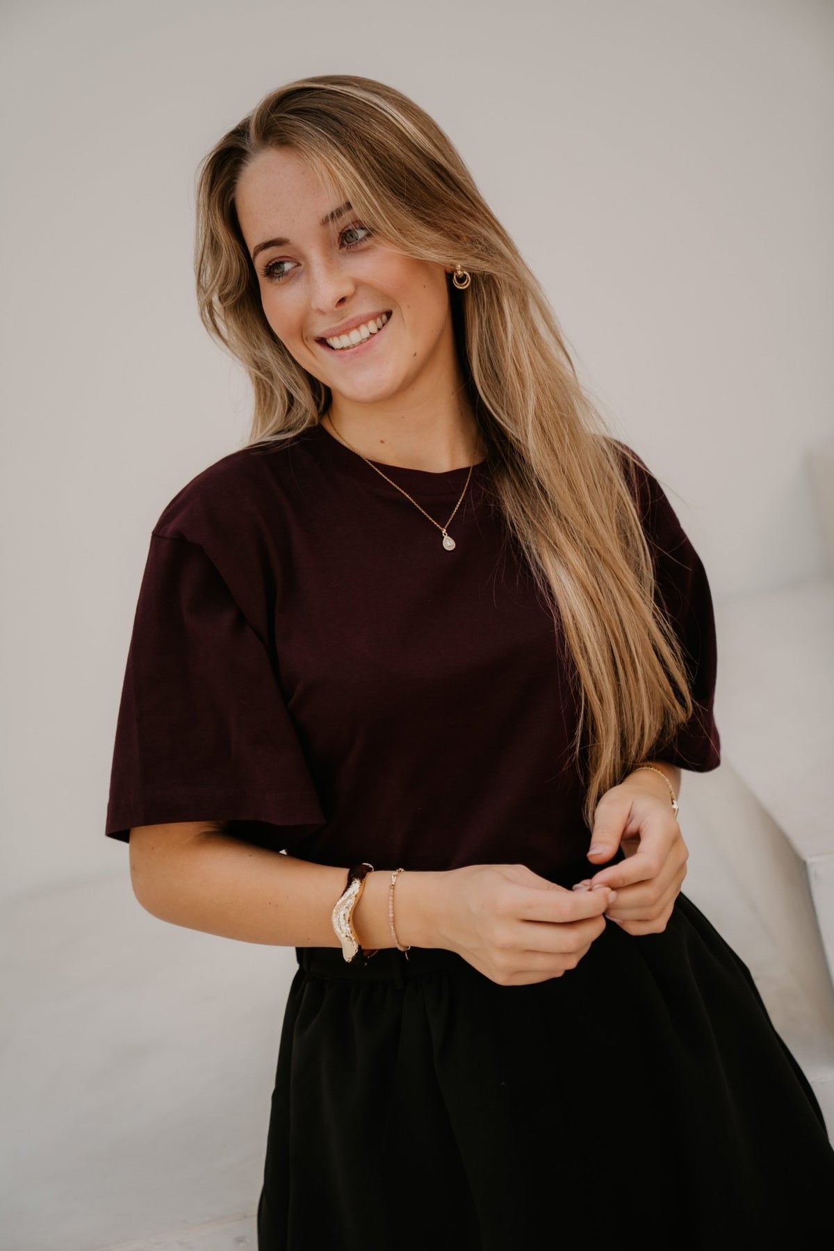 Asha Boxy Tee Bordeaux - Bij Keesje - Neo Noir - Top