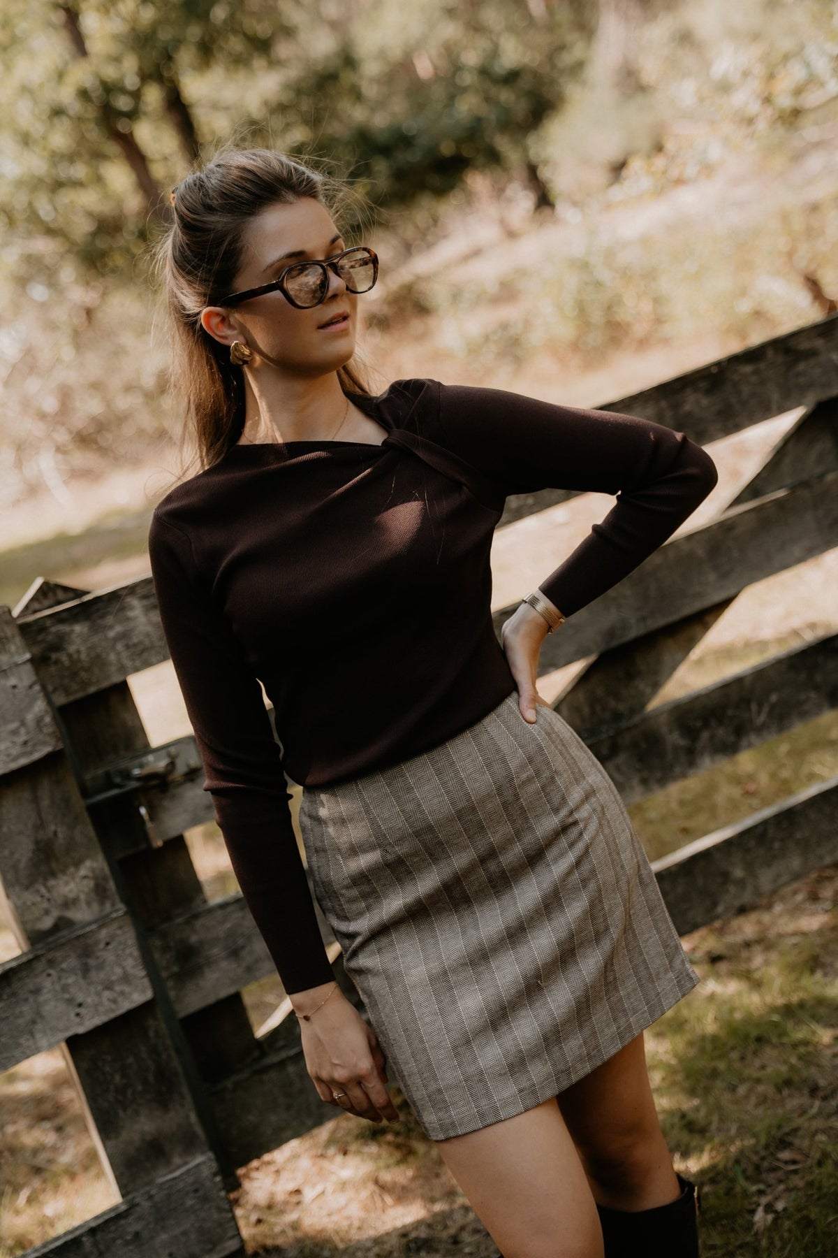 Benthe Skirt Brown/Beige - Bij Keesje - Bij Keesje The Label - Rok