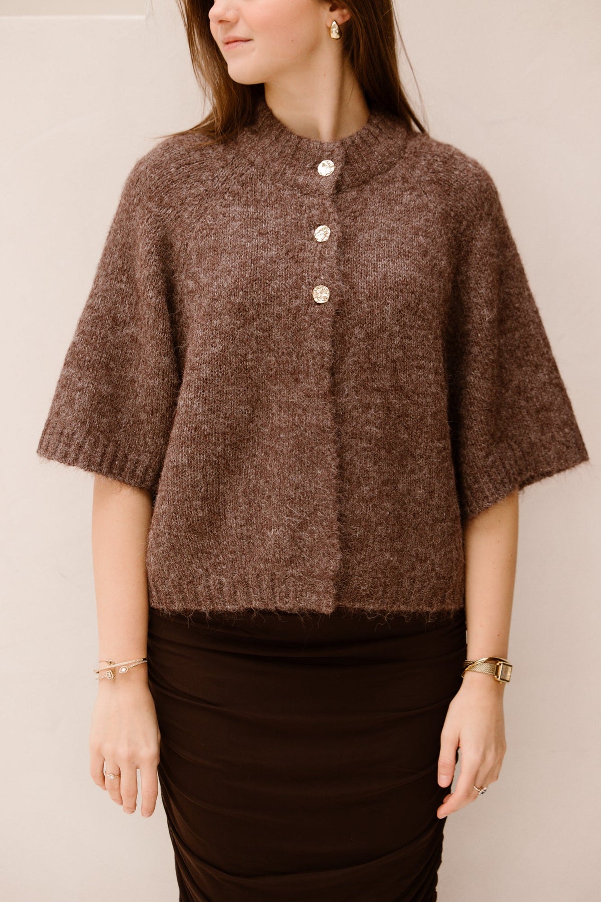 Benuta fluffy knit cardigan light brown - Bij Keesje - Neo Noir