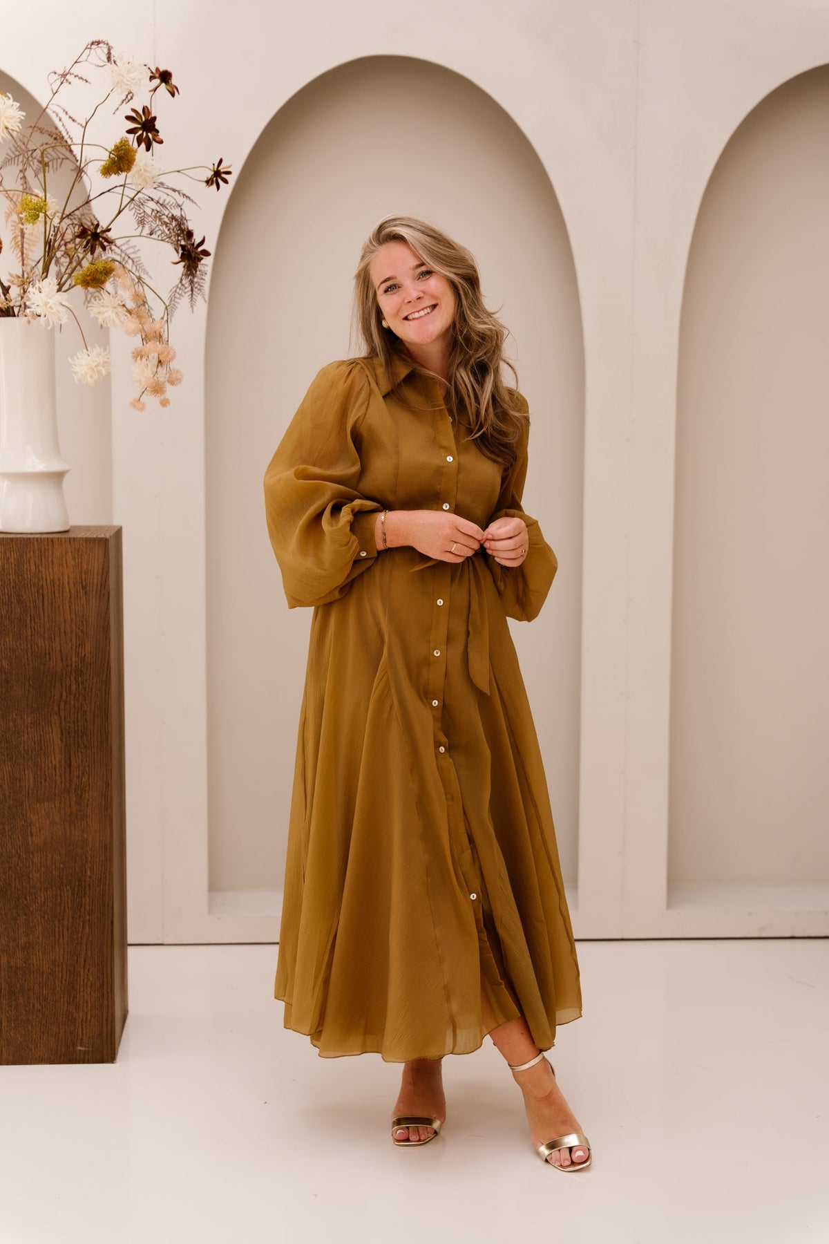Bertina Jurk Khaki - Bij Keesje - Bij Keesje - Jurk