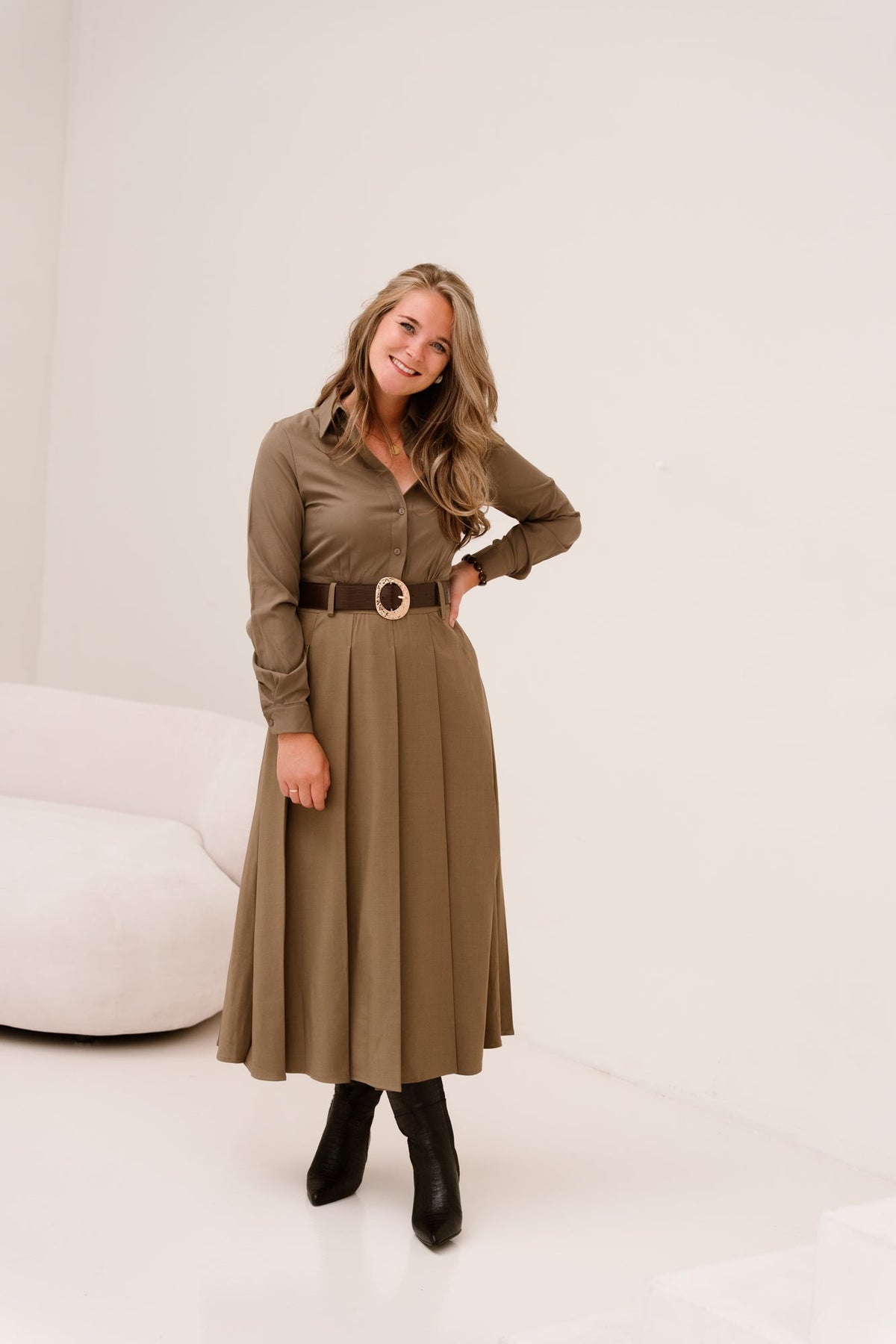 Brittni Western Dress Khaki - Bij Keesje - Bij Keesje - Jurk