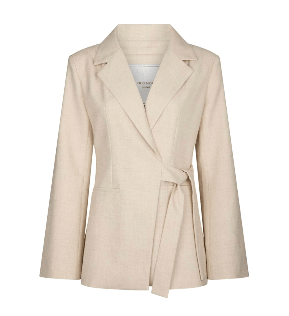 Carmia melange tie blazer beige melange - Bij Keesje - Neo Noir - Blazer