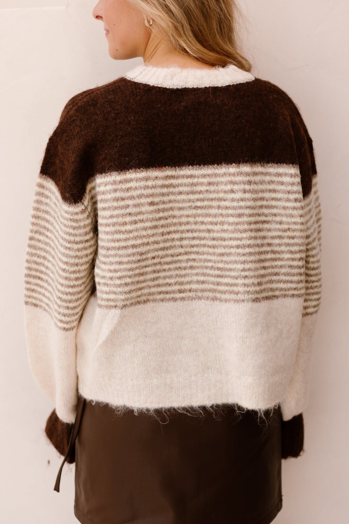 Dana stripes sweater brown - Bij Keesje - Bij Keesje - Trui