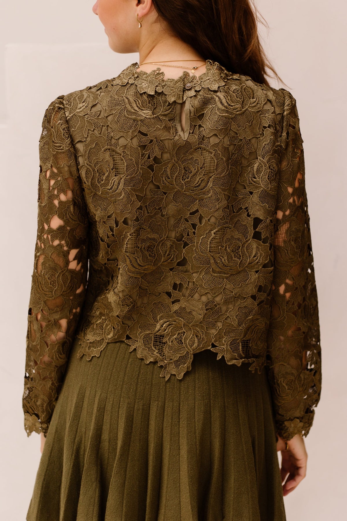 Demi lace top green - Bij Keesje - Bij Keesje - Top