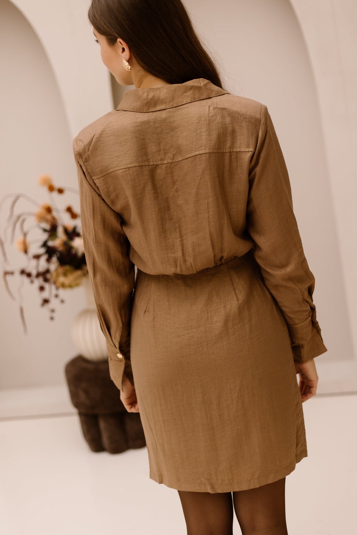 Dilan Dress Glitter Caramel - Bij Keesje - Freebird - Jurk