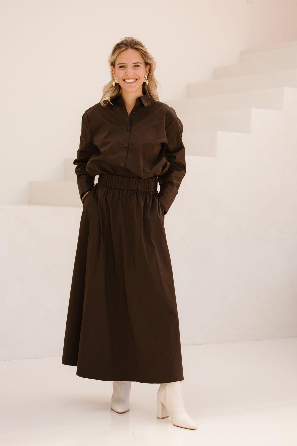 Dita poplin shirt brown - Bij Keesje - Neo Noir