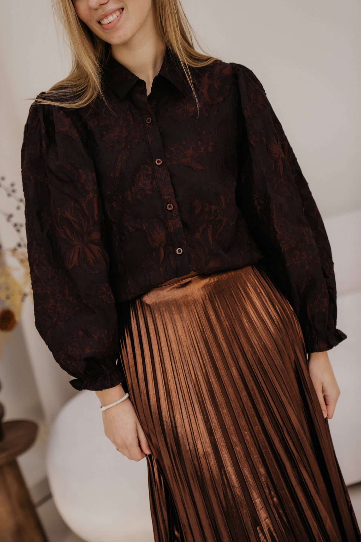 Donna blouse Dark Brown - Bij Keesje - YDENCE - Blouse