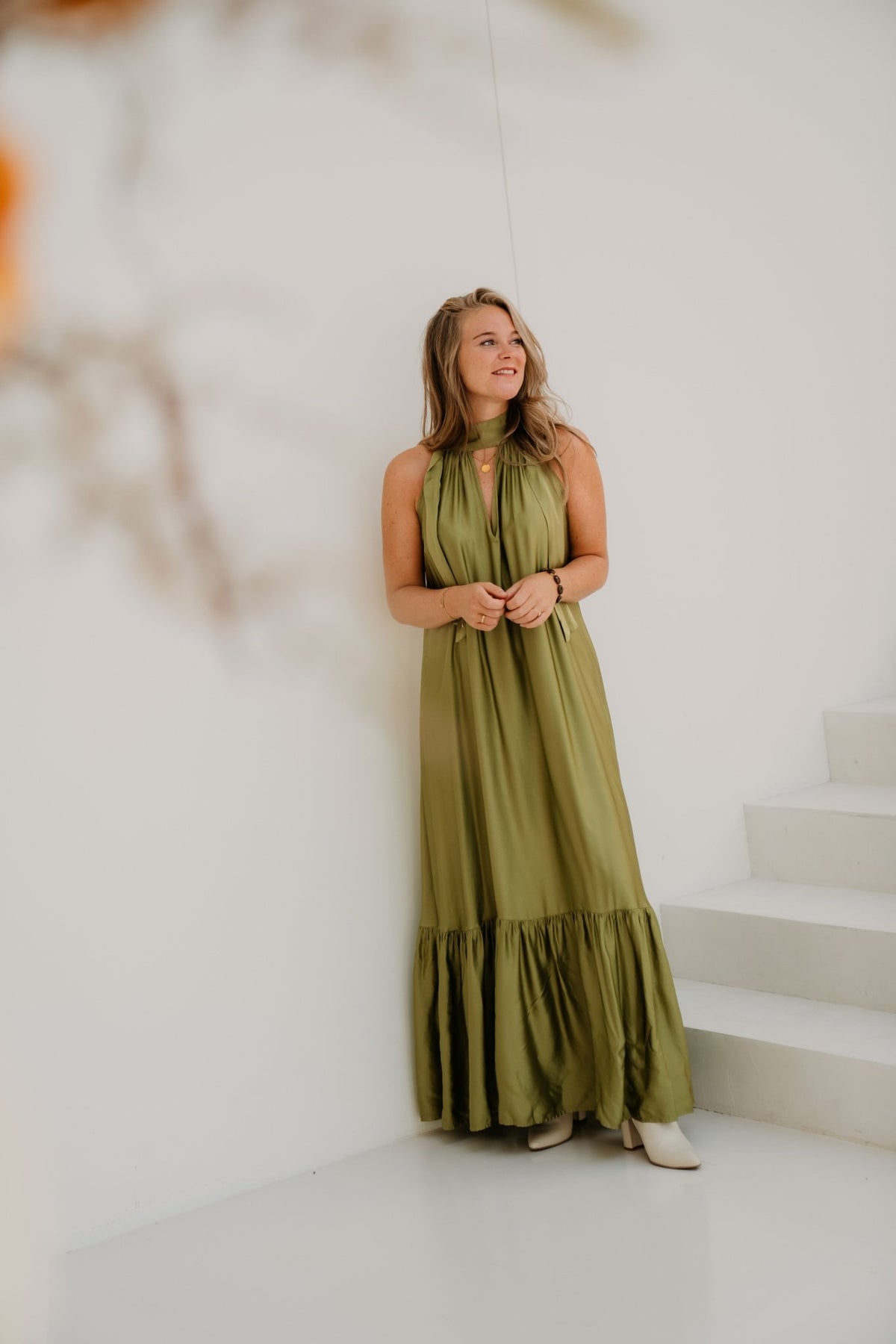 Dress Daylight Olive Silk - Bij Keesje - Freebird - Jurk