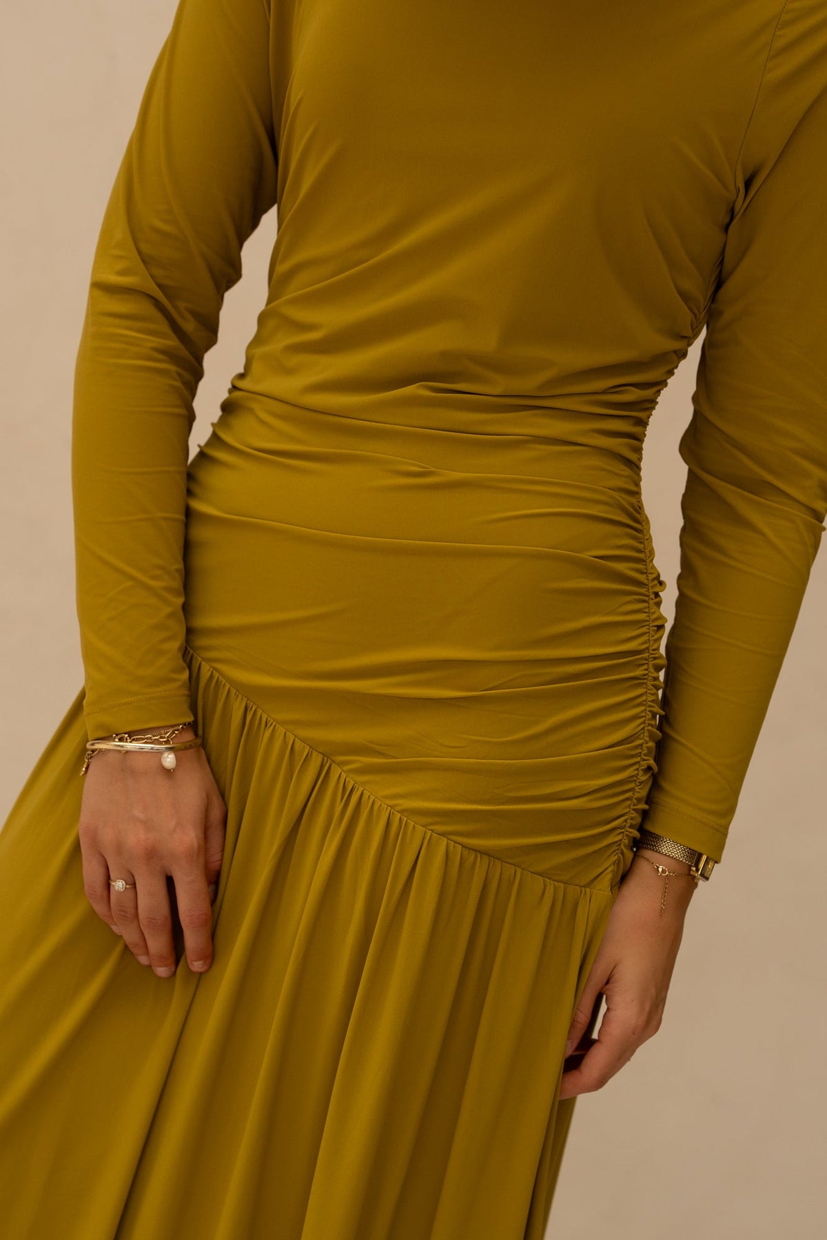 Dress Long Light Olive Oil - 202867 - Bij Keesje - mi piace - jurk