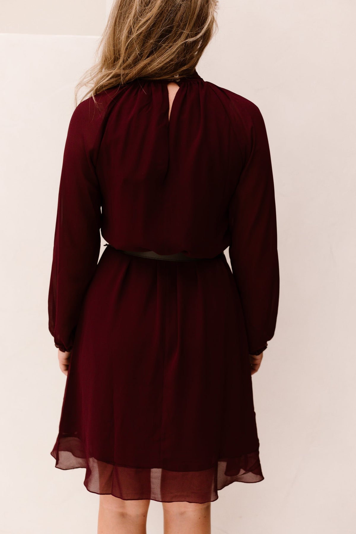 Dress Mock Neck Chiffon Merlot 15503 - Bij Keesje - Esqualo - jurk