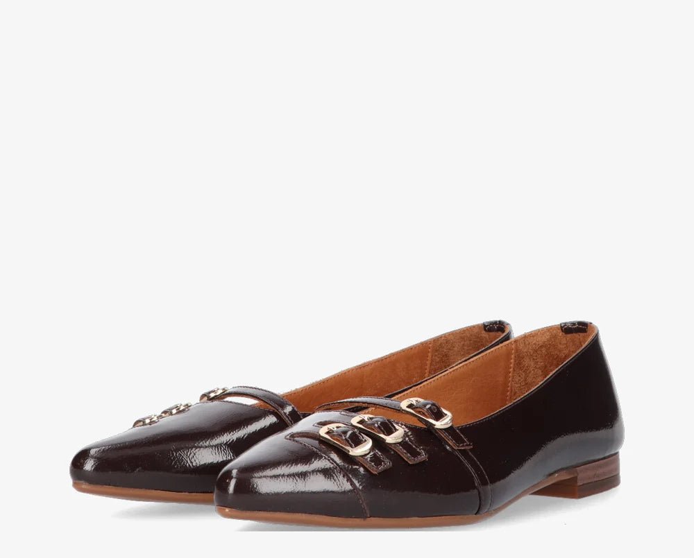 Duna 5-f patent leather ballerina - d.brown - Bij Keesje - Tango - Schoenen