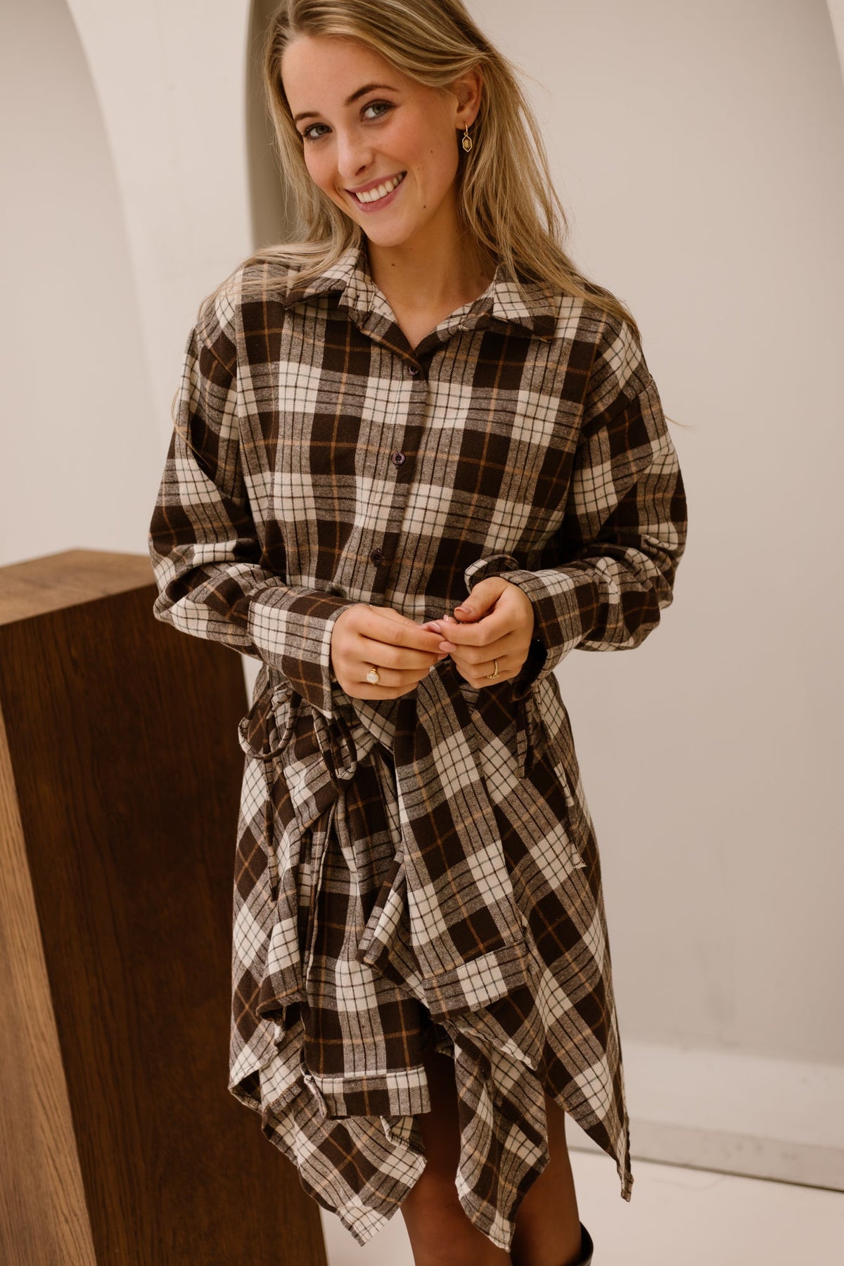 Ebby check jacket brown - Bij Keesje - Bij Keesje - Jas