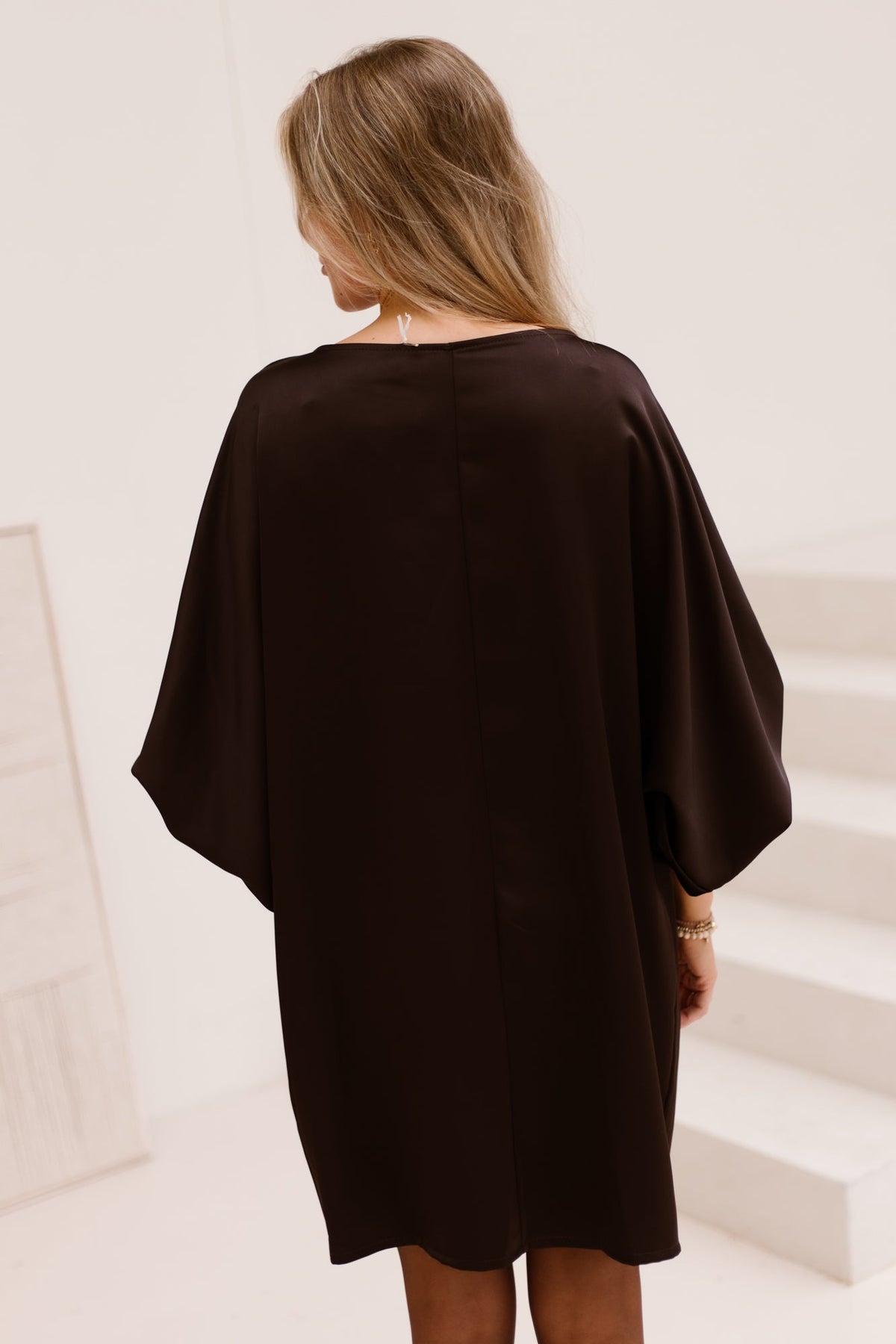 Elina Dress Satin Brown - Bij Keesje - Bij Keesje - Jurk