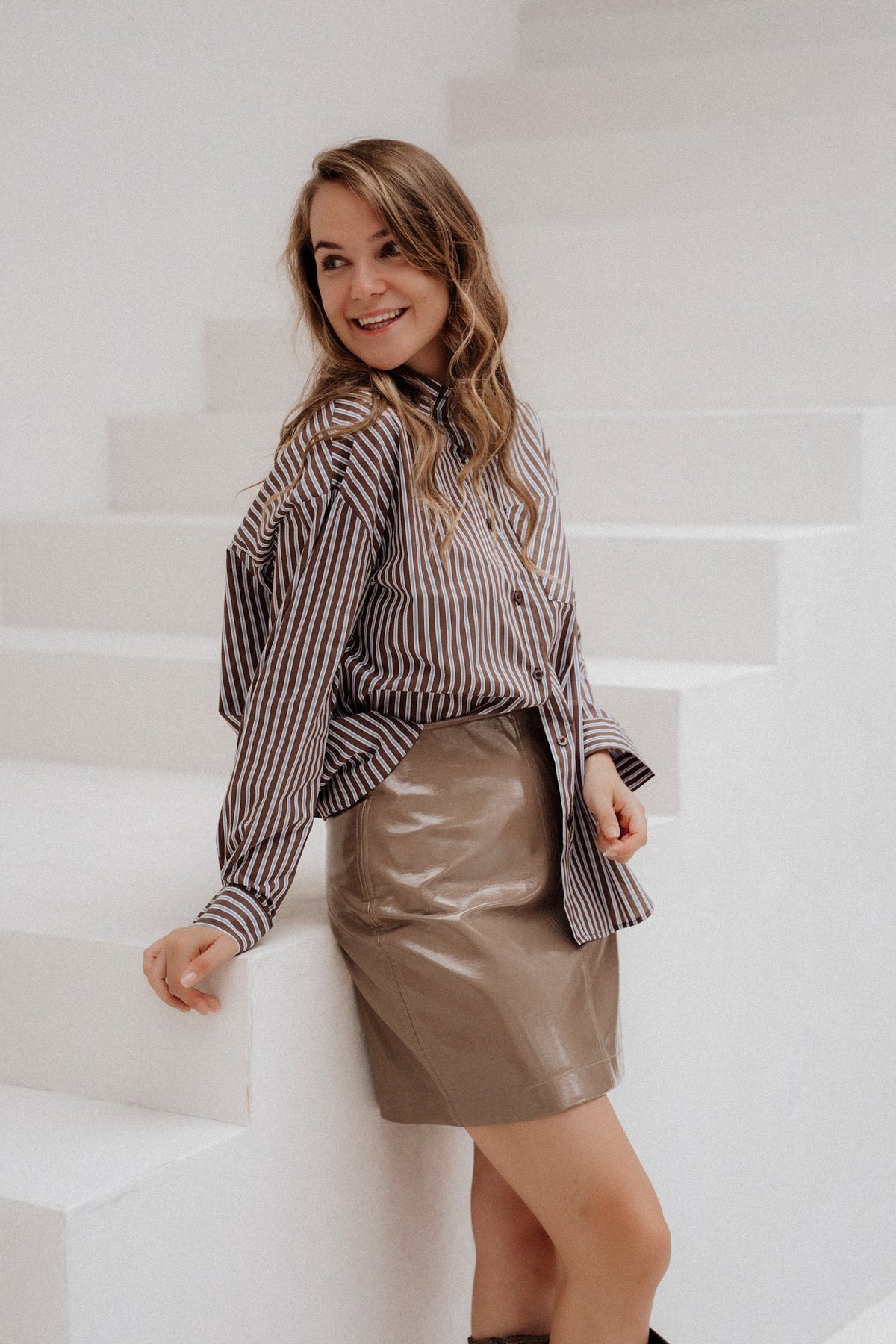 Eliz Blouse Stripe Brown Blue - Bij Keesje - Bij Keesje - Blouse