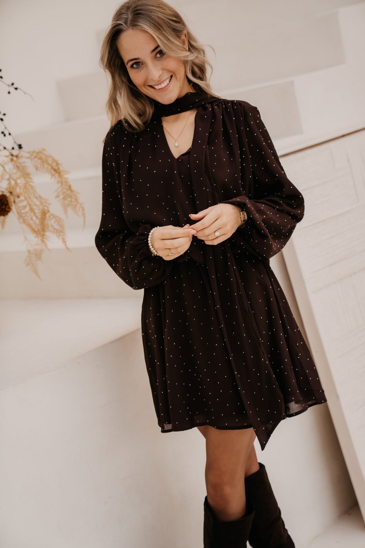 Elle glitter dress brown - Bij Keesje - Bij Keesje - Jurk