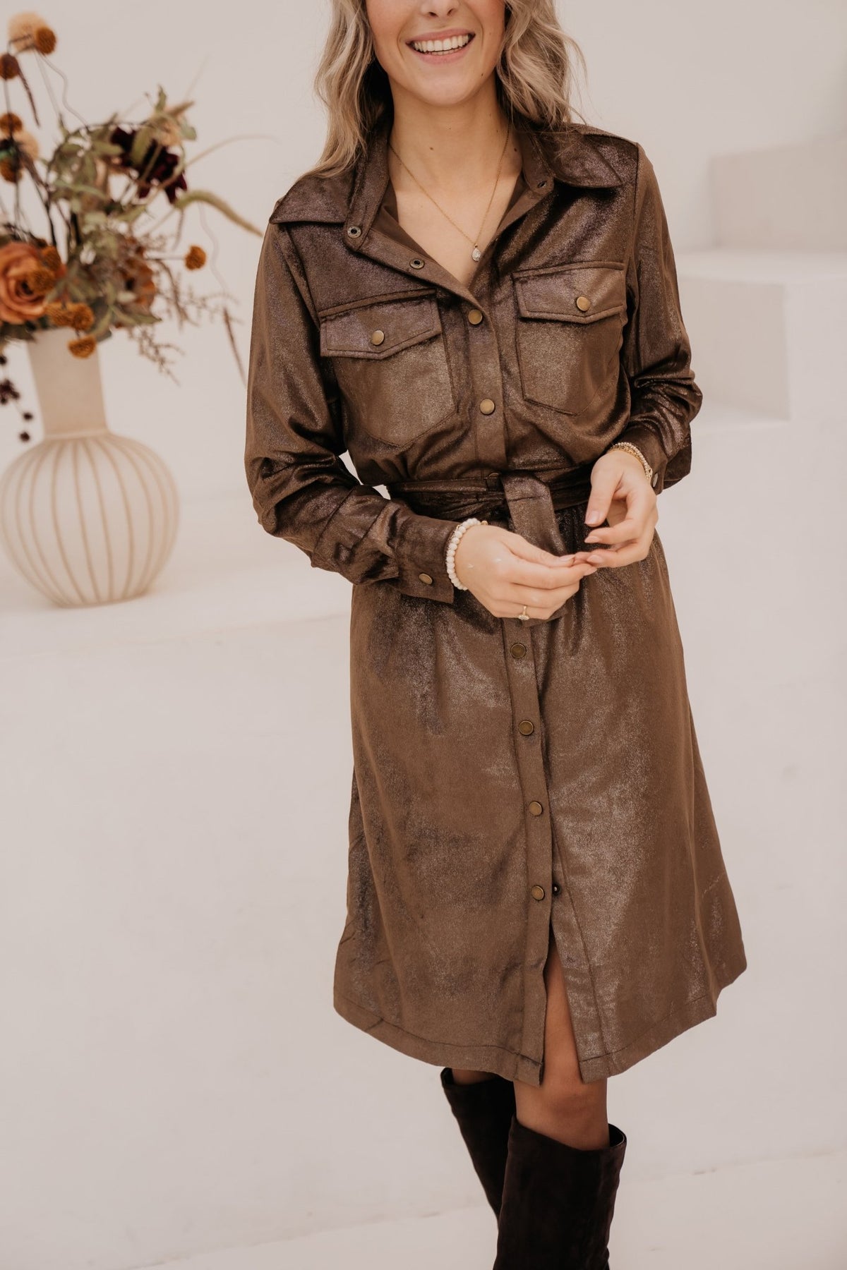 Elyra dress Dark Earth - Bij Keesje - G-maxx - Jurk