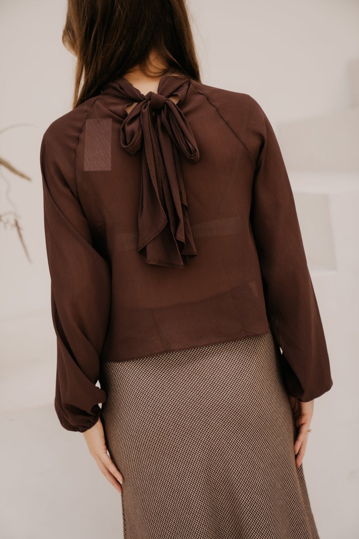 Emilie ruffle blouse brown - Bij Keesje - Bij Keesje - Blouse