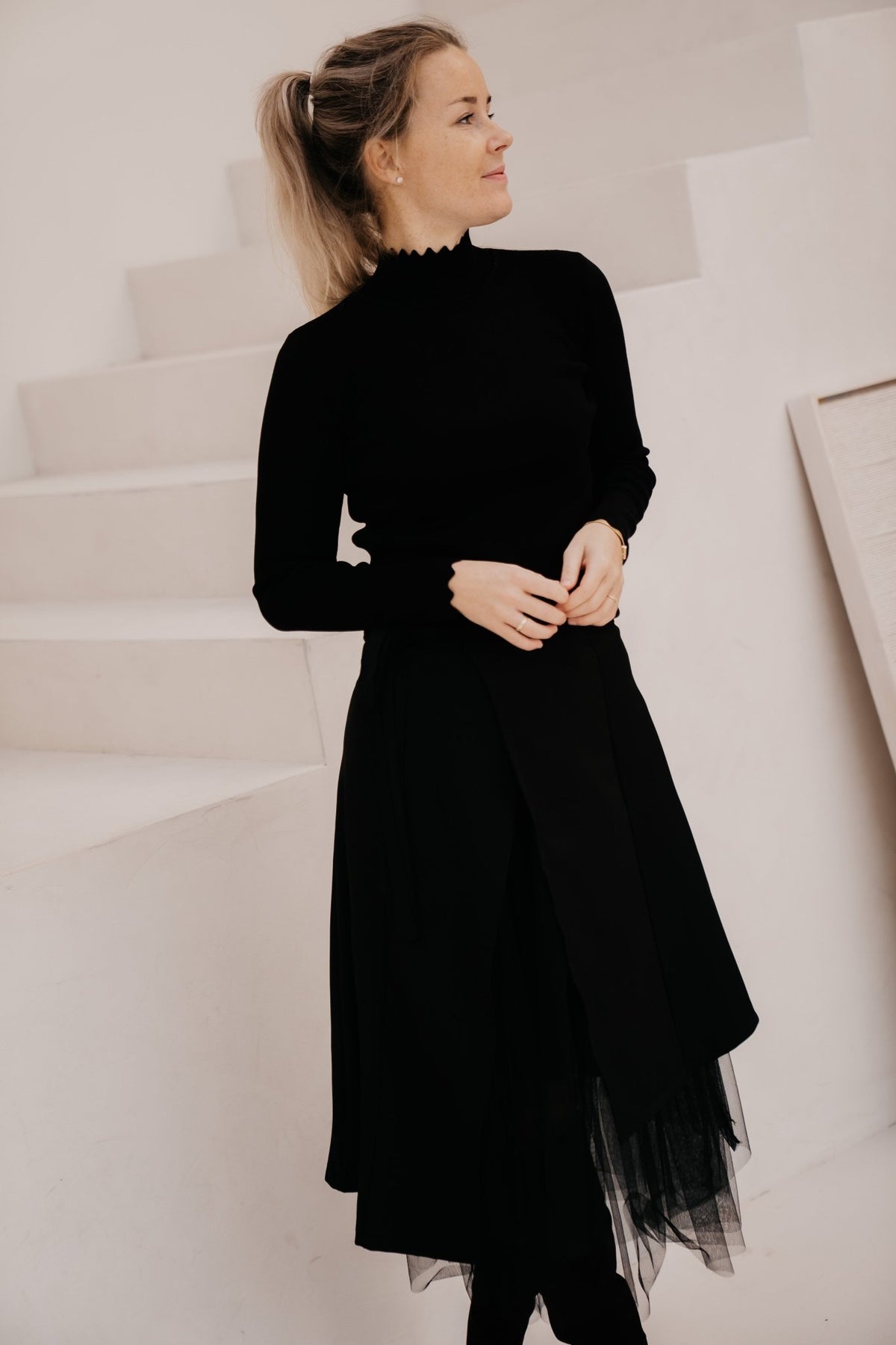 Emmelie mock neck top black - Bij Keesje - Bij Keesje - Top