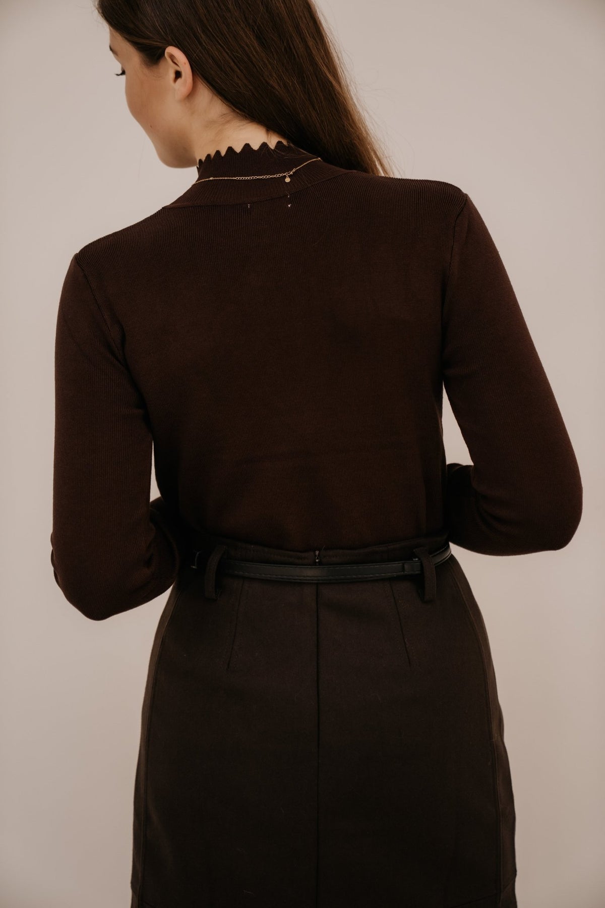 Emmelie mock neck top coffee - Bij Keesje - Bij Keesje - Top