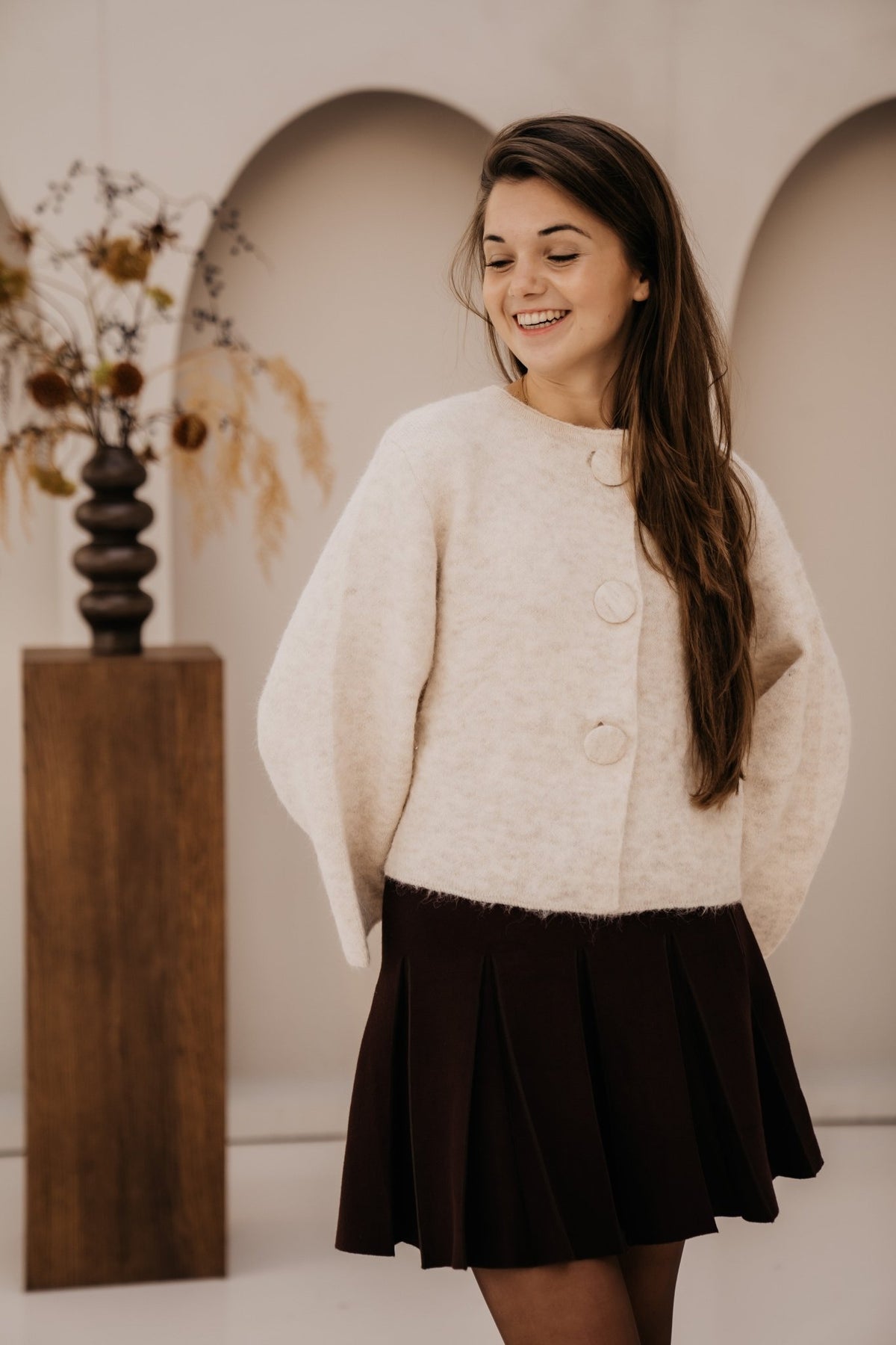 Emmely pleated skirt brown - Bij Keesje - Bij Keesje - Rok