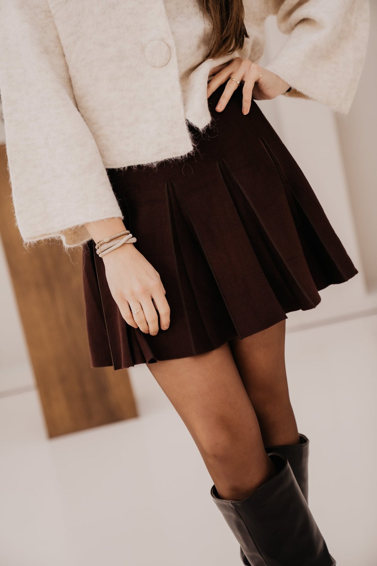 Emmely pleated skirt brown - Bij Keesje - Bij Keesje - Rok