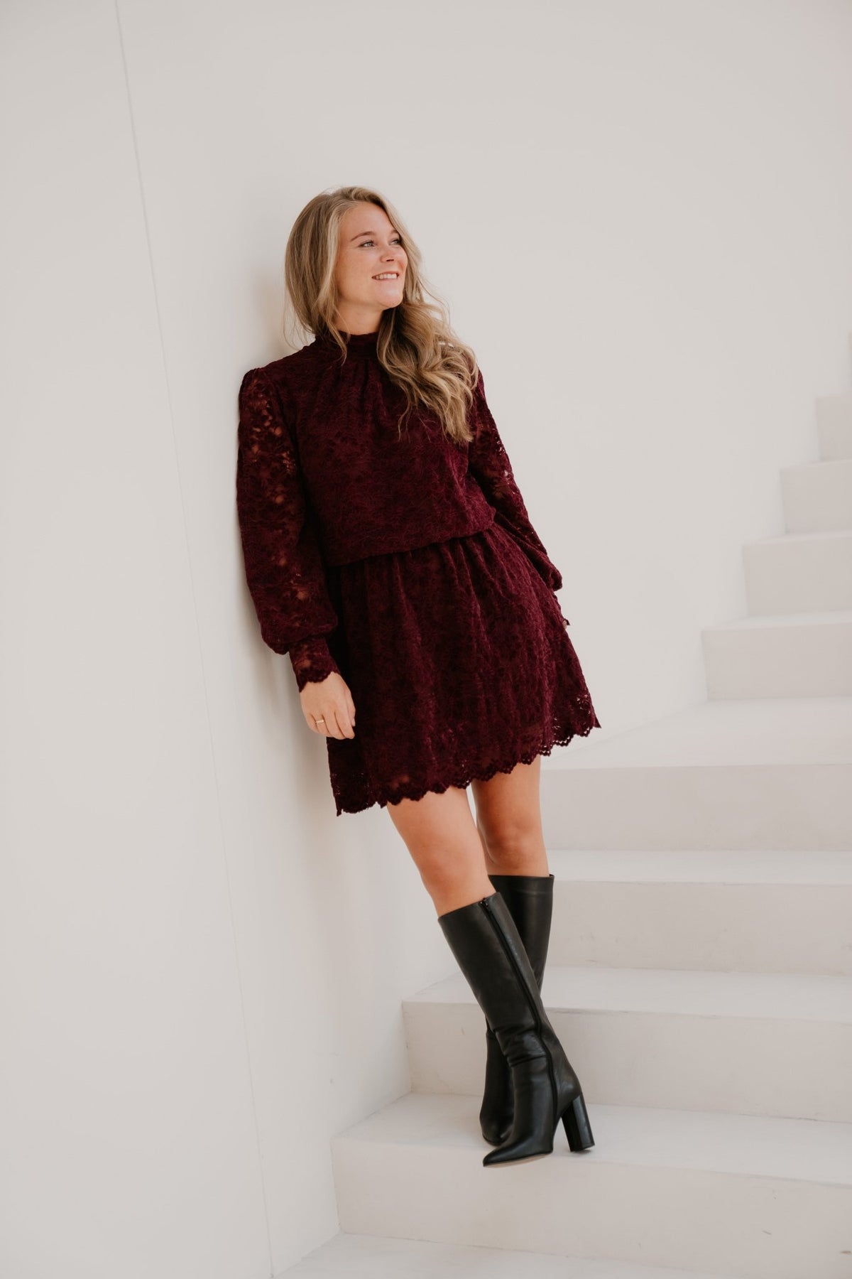 Geke dress bordeaux - Bij Keesje - Bij Keesje - Jurk
