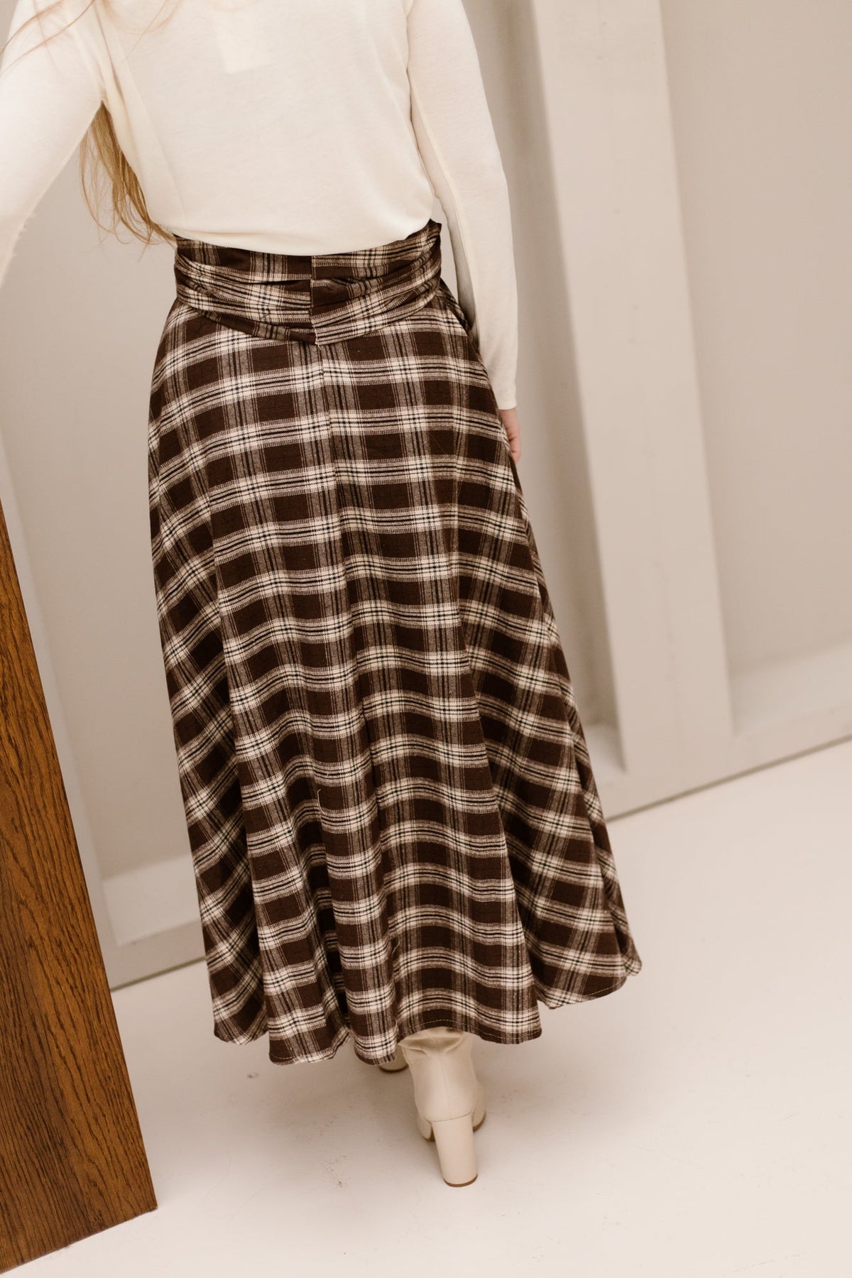 Hasse bow skirt check brown - Bij Keesje - Bij Keesje - Rok
