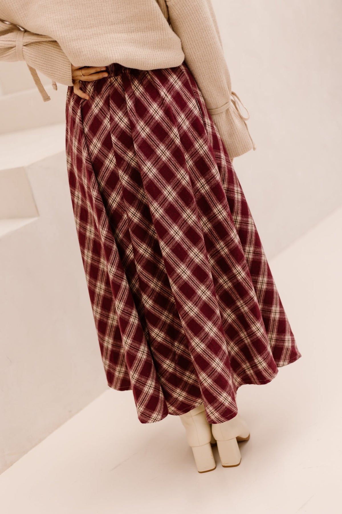Hazel Check Skirt Bordeaux - Bij Keesje - Bij Keesje - Rok