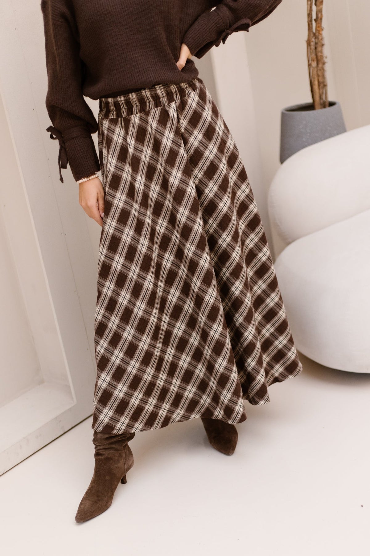 Hazel Check Skirt Brown - Bij Keesje - Bij Keesje - Rok