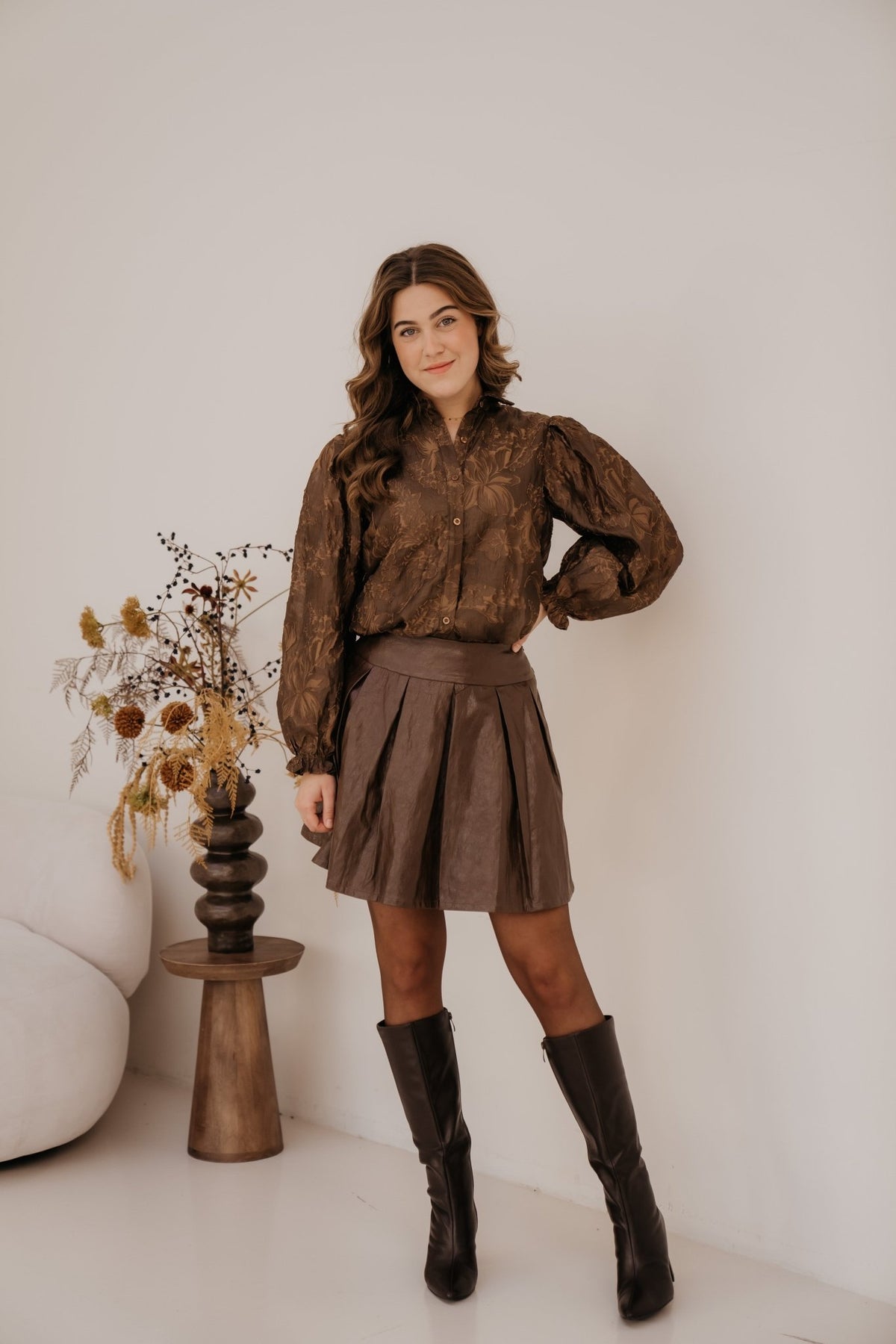 Janine skirt Coffee Brown - Bij Keesje - YDENCE - Rok