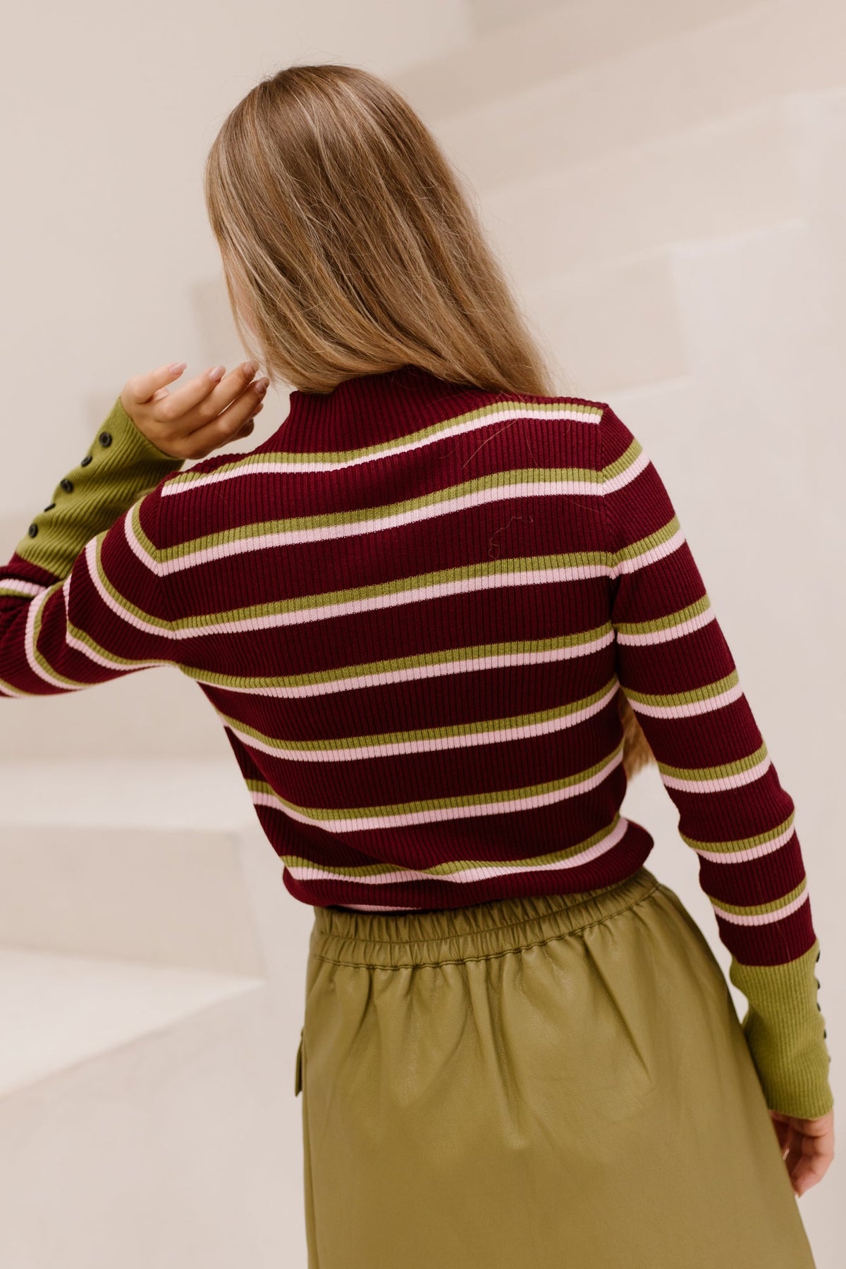 Jenn top streep bordeaux - Bij Keesje - Bij Keesje - Top
