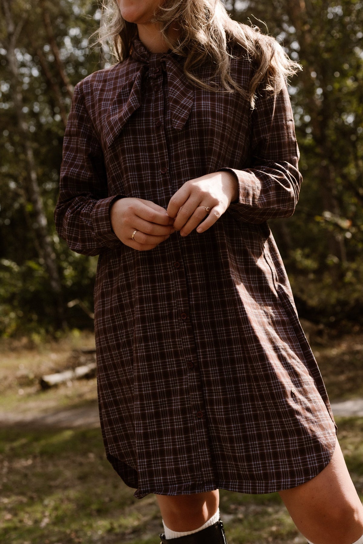 Jola check dress blue/brown - Bij Keesje - Bij Keesje - Jurk