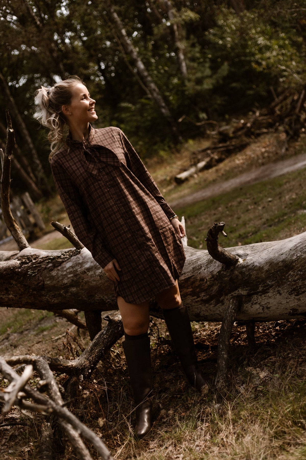 Jola check dress brown/beige - Bij Keesje - Bij Keesje - Jurk