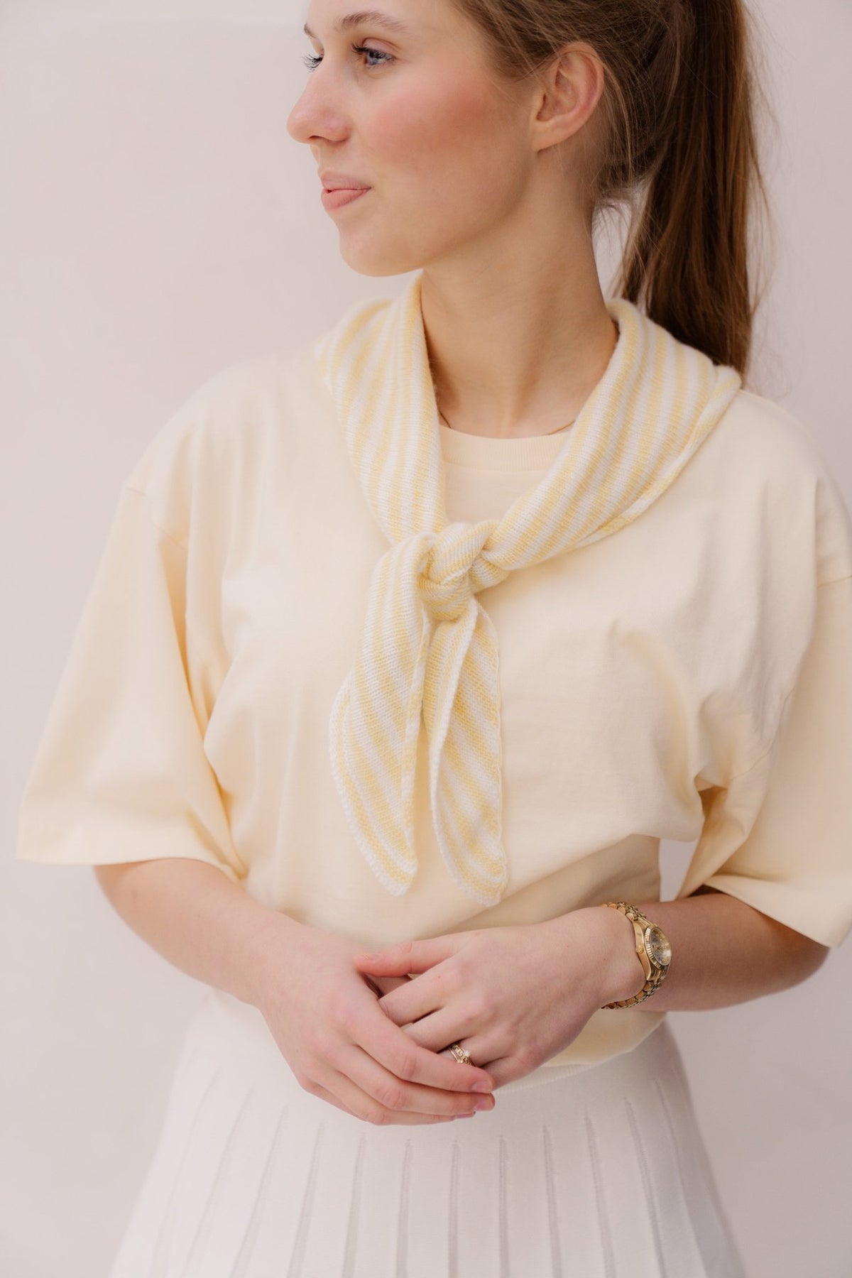 Kaia sjaal streep geel beige - Bij Keesje - Bij Keesje - Sjaal