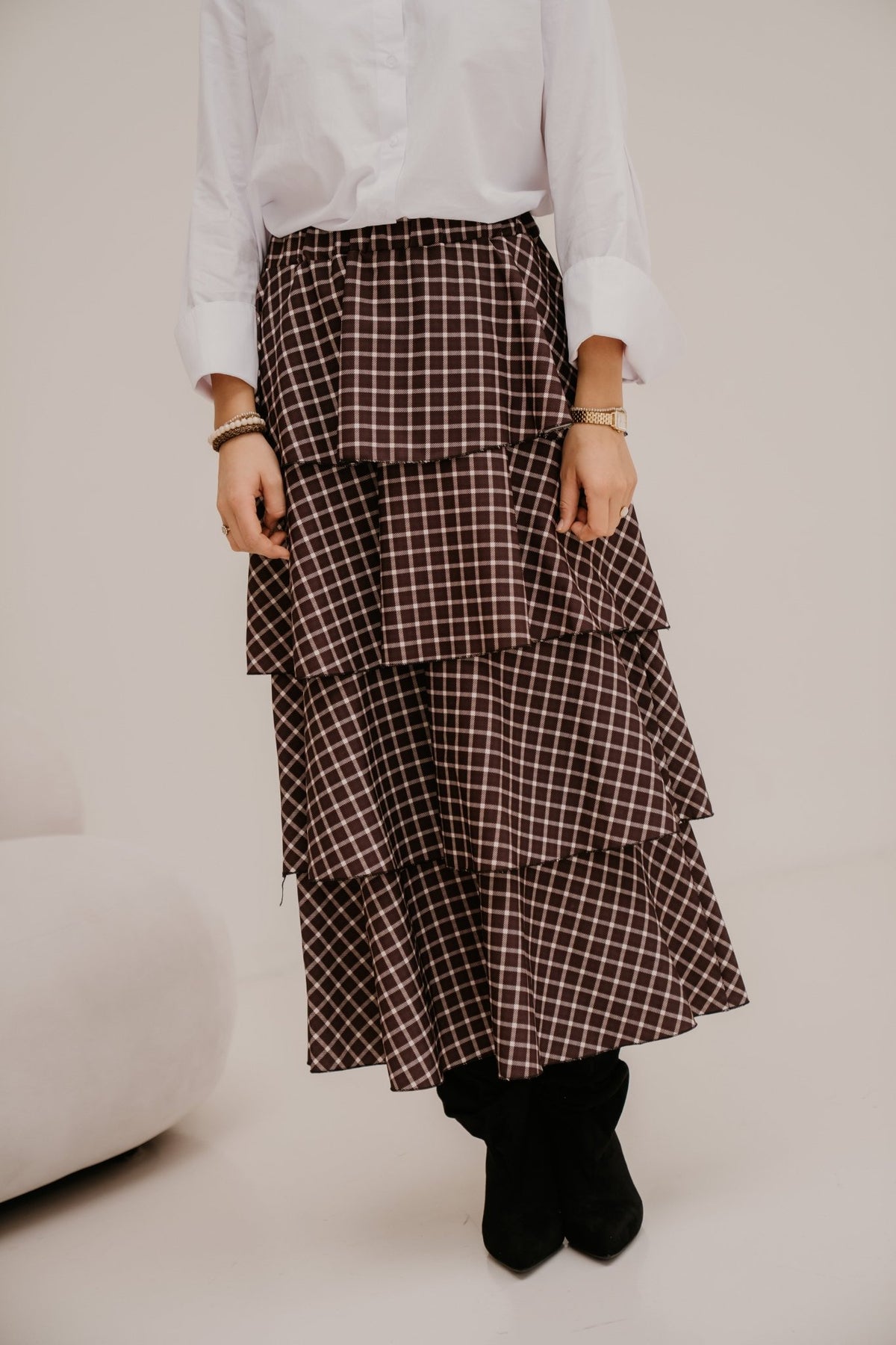 Katrin skirt ruit brown - Bij Keesje - Bij Keesje - Rok