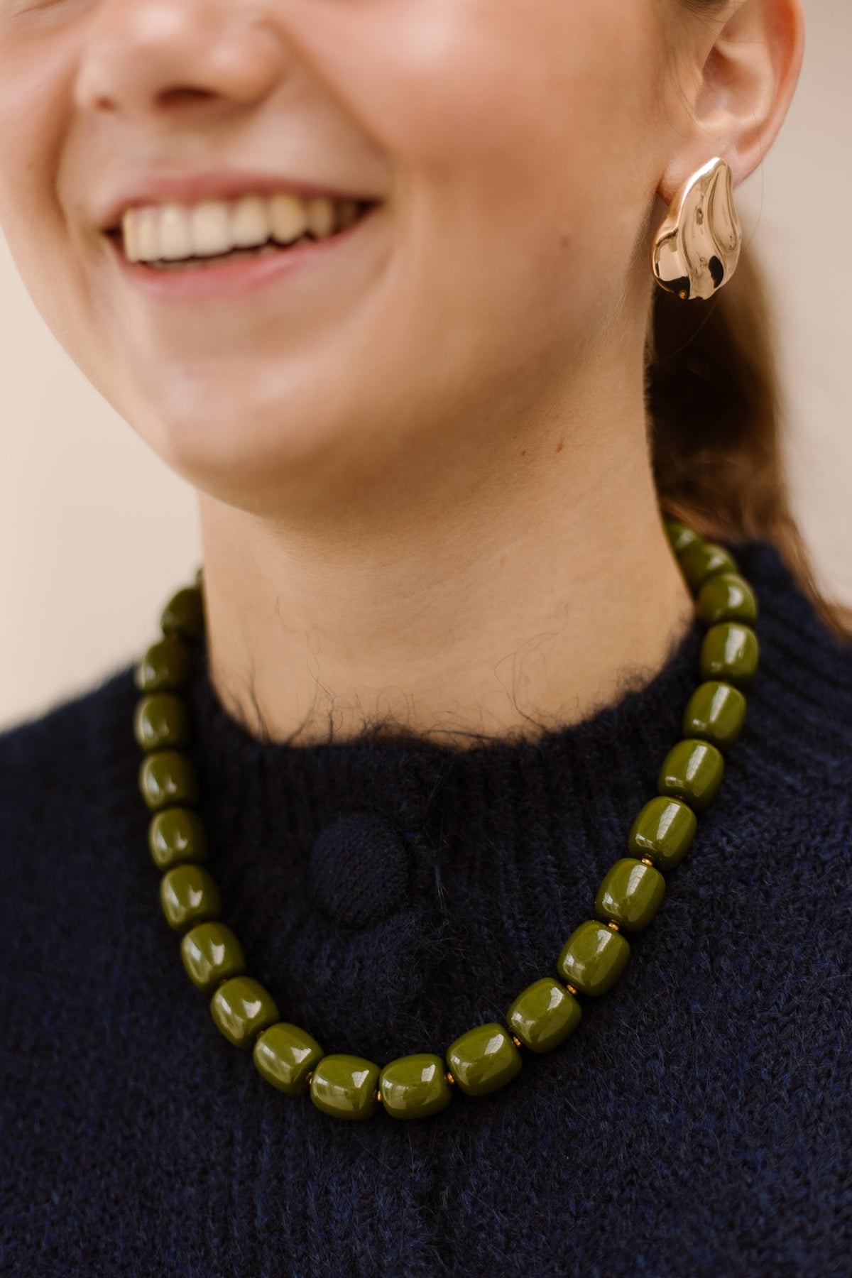 Ketting Kralen Legergroen 219531 - Bij Keesje - Bij Keesje - Ketting