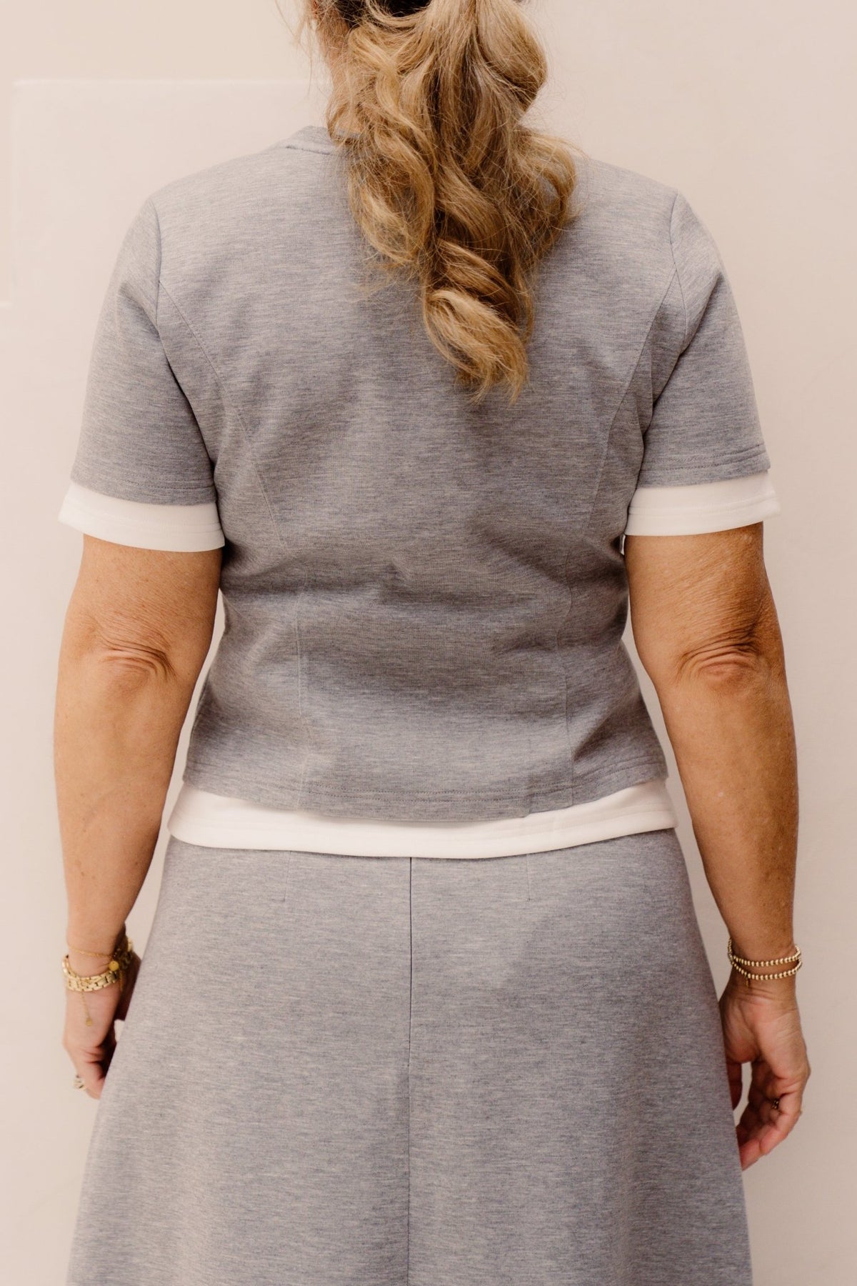 LanceCC Zipper Tee Grey - Melange - Bij Keesje - Co'couture - Top