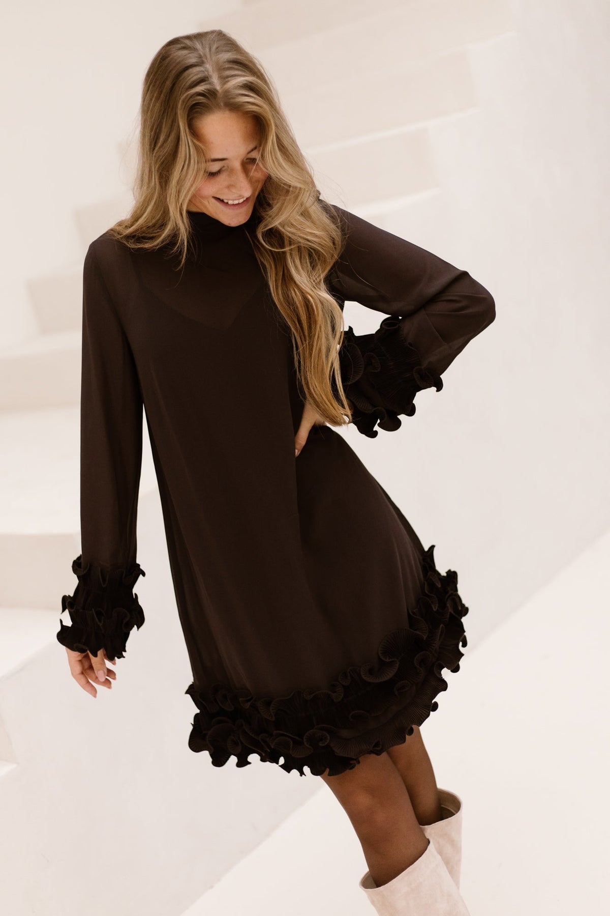 Latania Dress Chocolate - Bij Keesje - Noella - Jurk